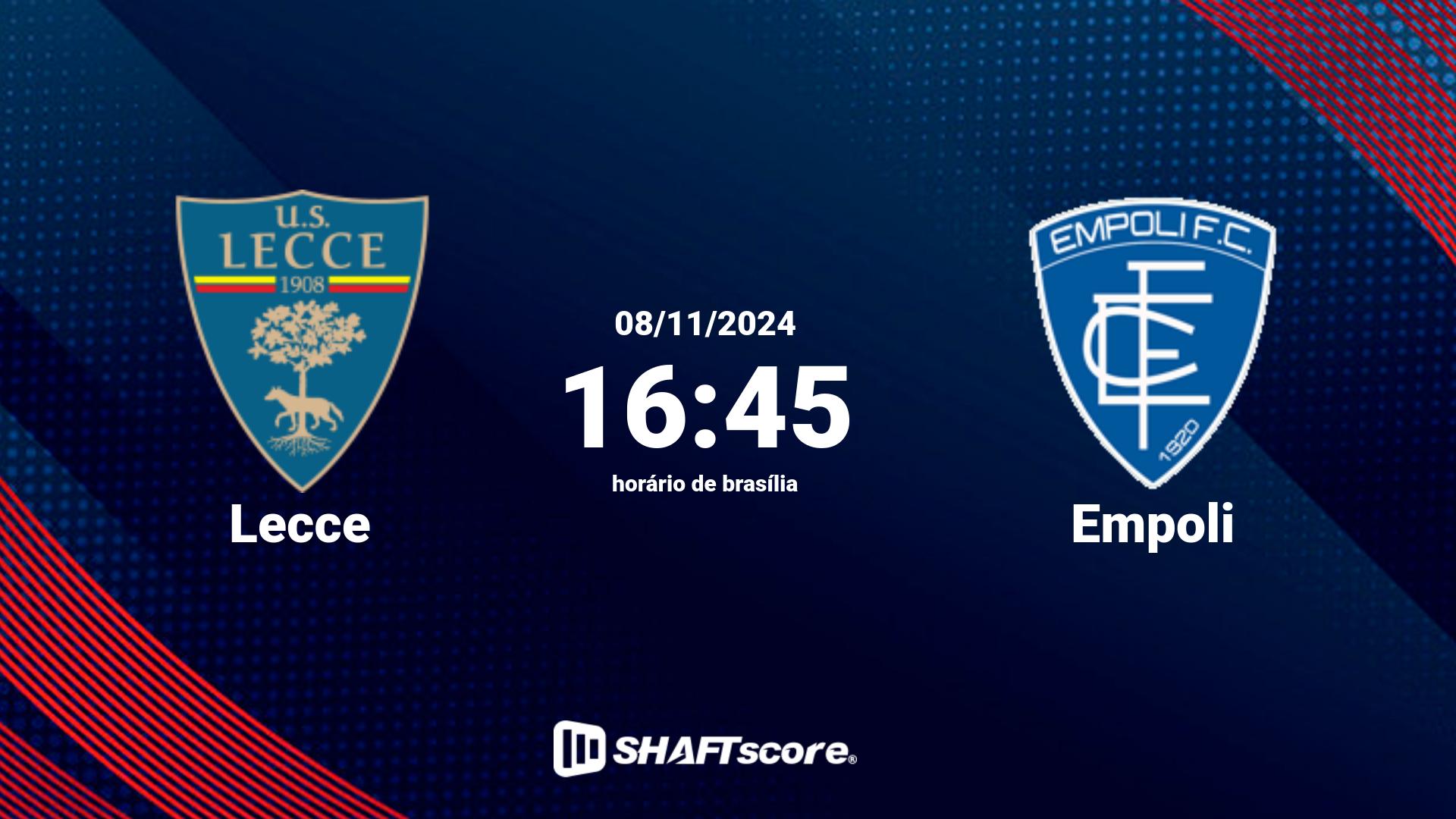 Estatísticas do jogo Lecce vs Empoli 08.11 16:45