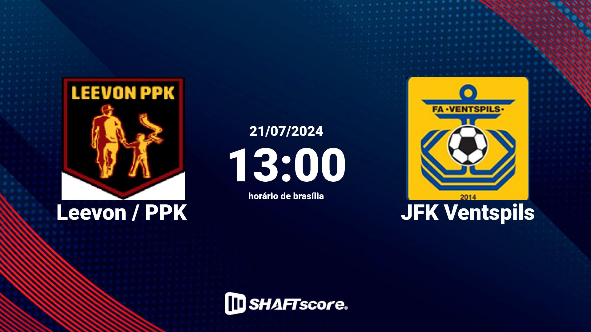 Estatísticas do jogo Leevon / PPK vs JFK Ventspils 21.07 13:00