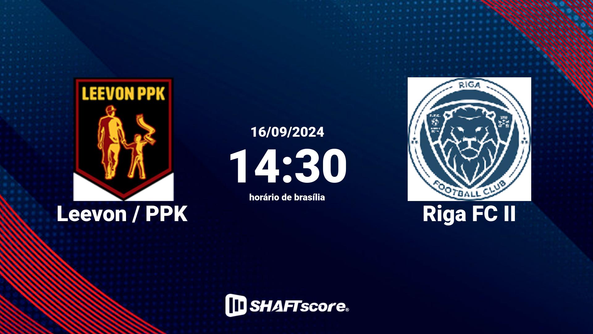 Estatísticas do jogo Leevon / PPK vs Riga FC II 16.09 14:30