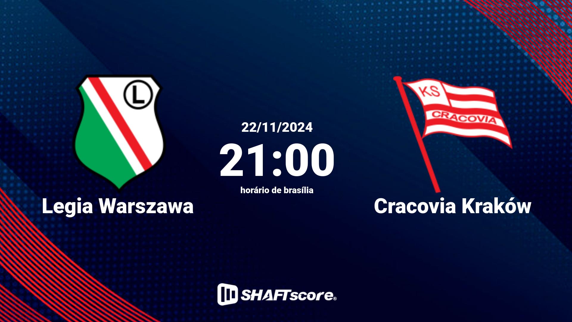 Estatísticas do jogo Legia Warszawa vs Cracovia Kraków 23.11 16:15