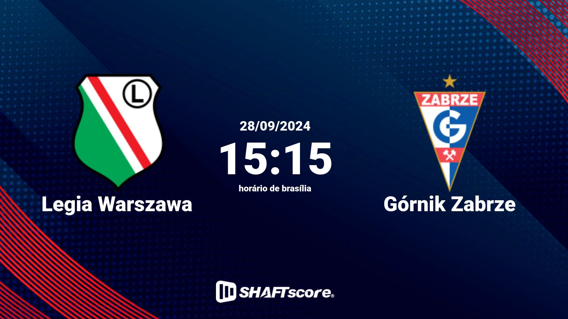 Estatísticas do jogo Legia Warszawa vs Górnik Zabrze 28.09 15:15