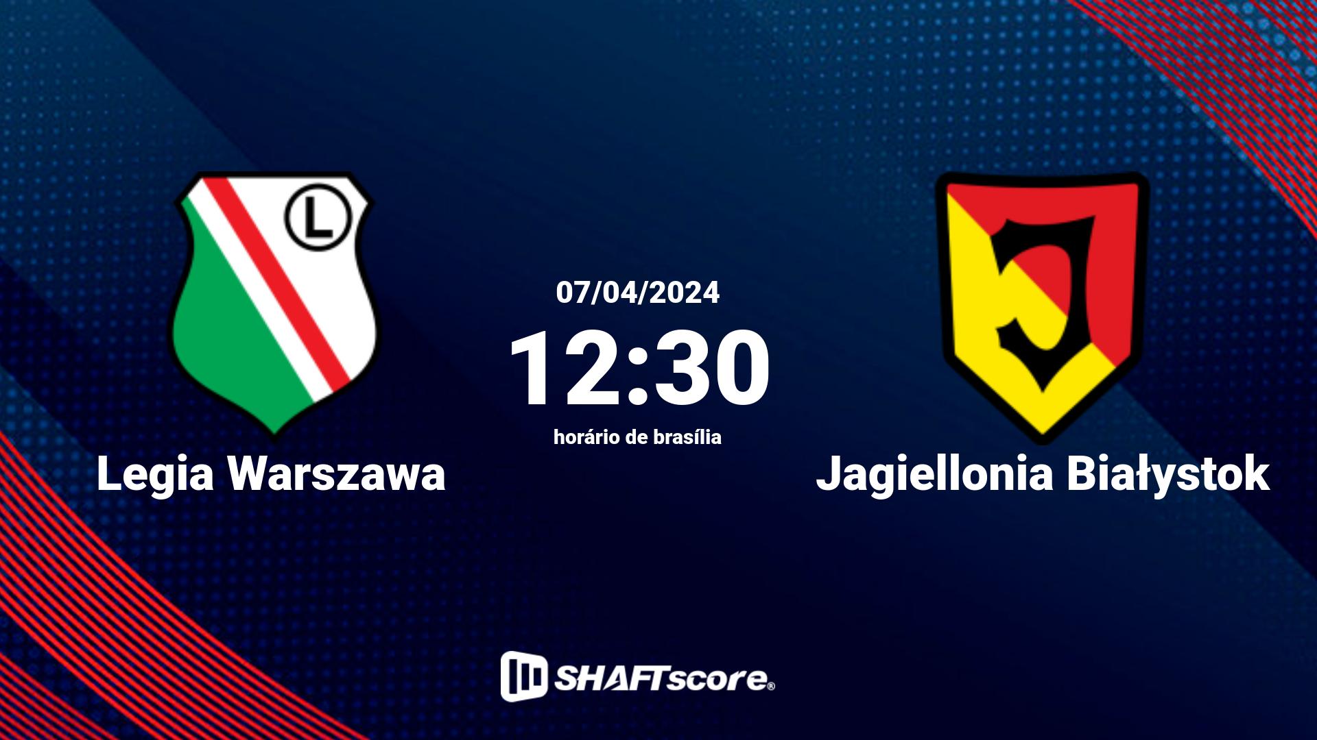 Estatísticas do jogo Legia Warszawa vs Jagiellonia Białystok 07.04 12:30