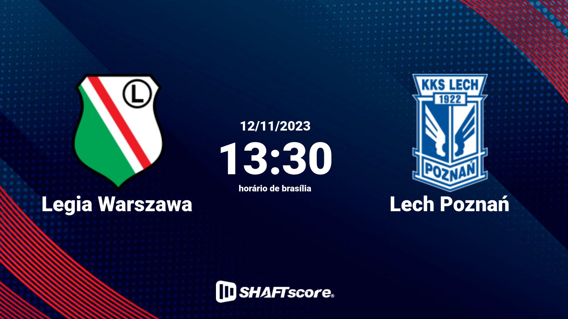 Estatísticas do jogo Legia Warszawa vs Lech Poznań 12.11 13:30