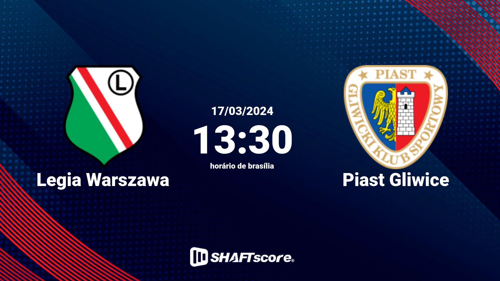 Estatísticas do jogo Legia Warszawa vs Piast Gliwice 17.03 13:30