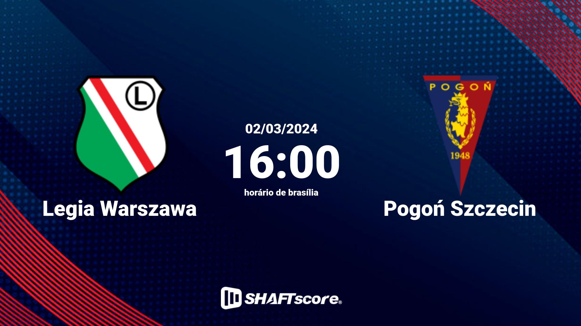 Estatísticas do jogo Legia Warszawa vs Pogoń Szczecin 02.03 16:00