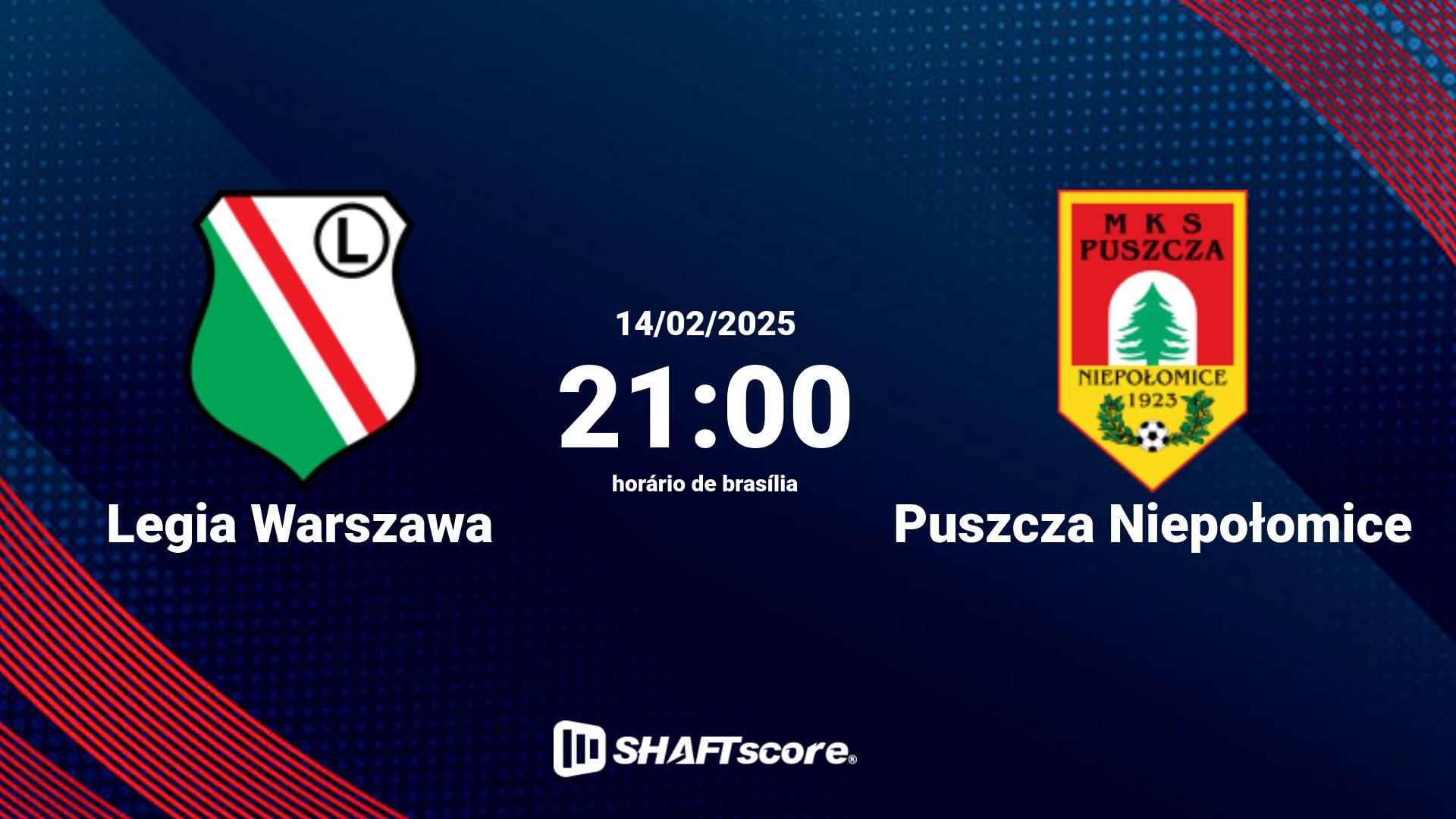 Estatísticas do jogo Legia Warszawa vs Puszcza Niepołomice 14.02 21:00