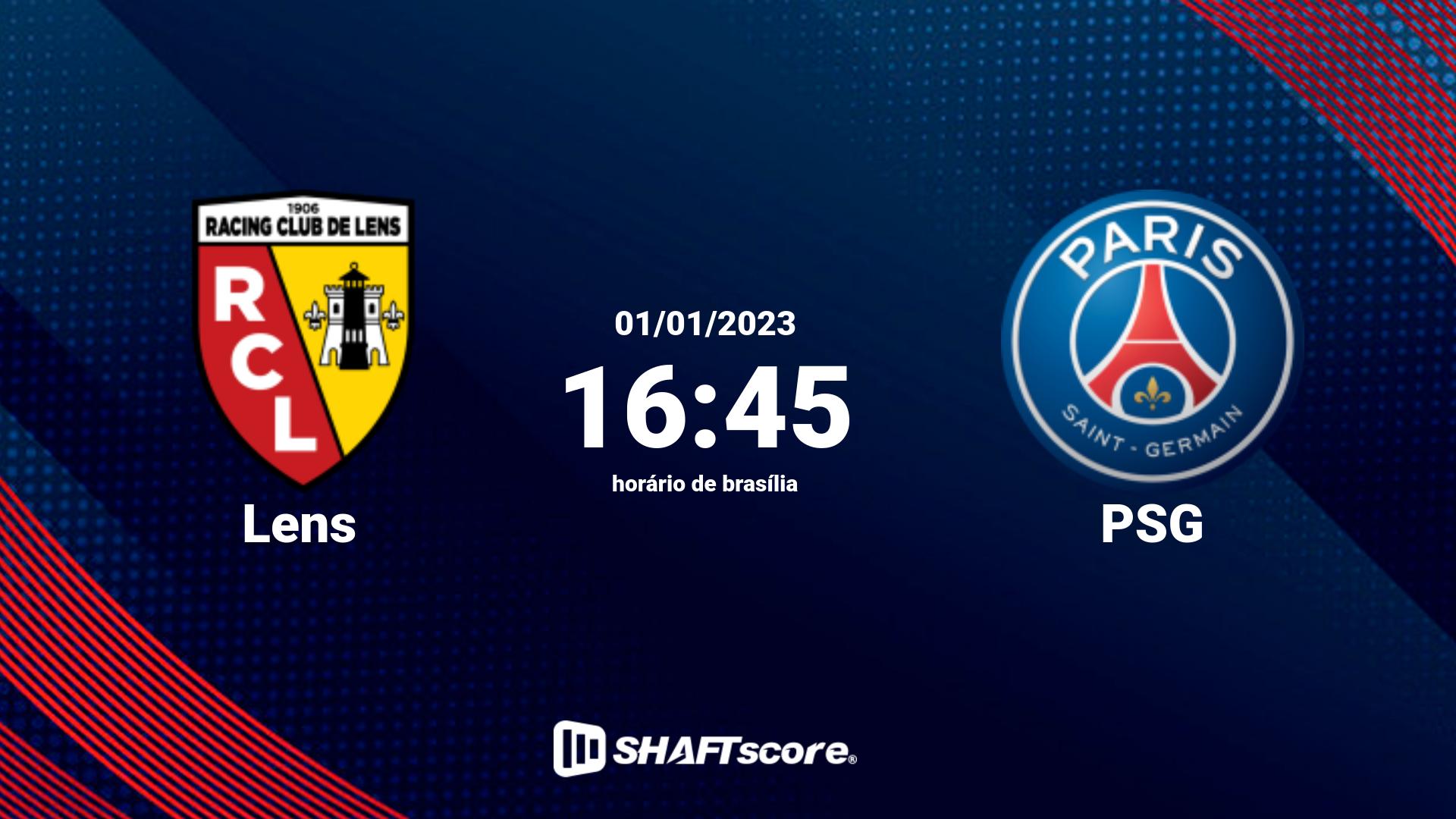 Estatísticas do jogo Lens vs PSG 01.01 16:45