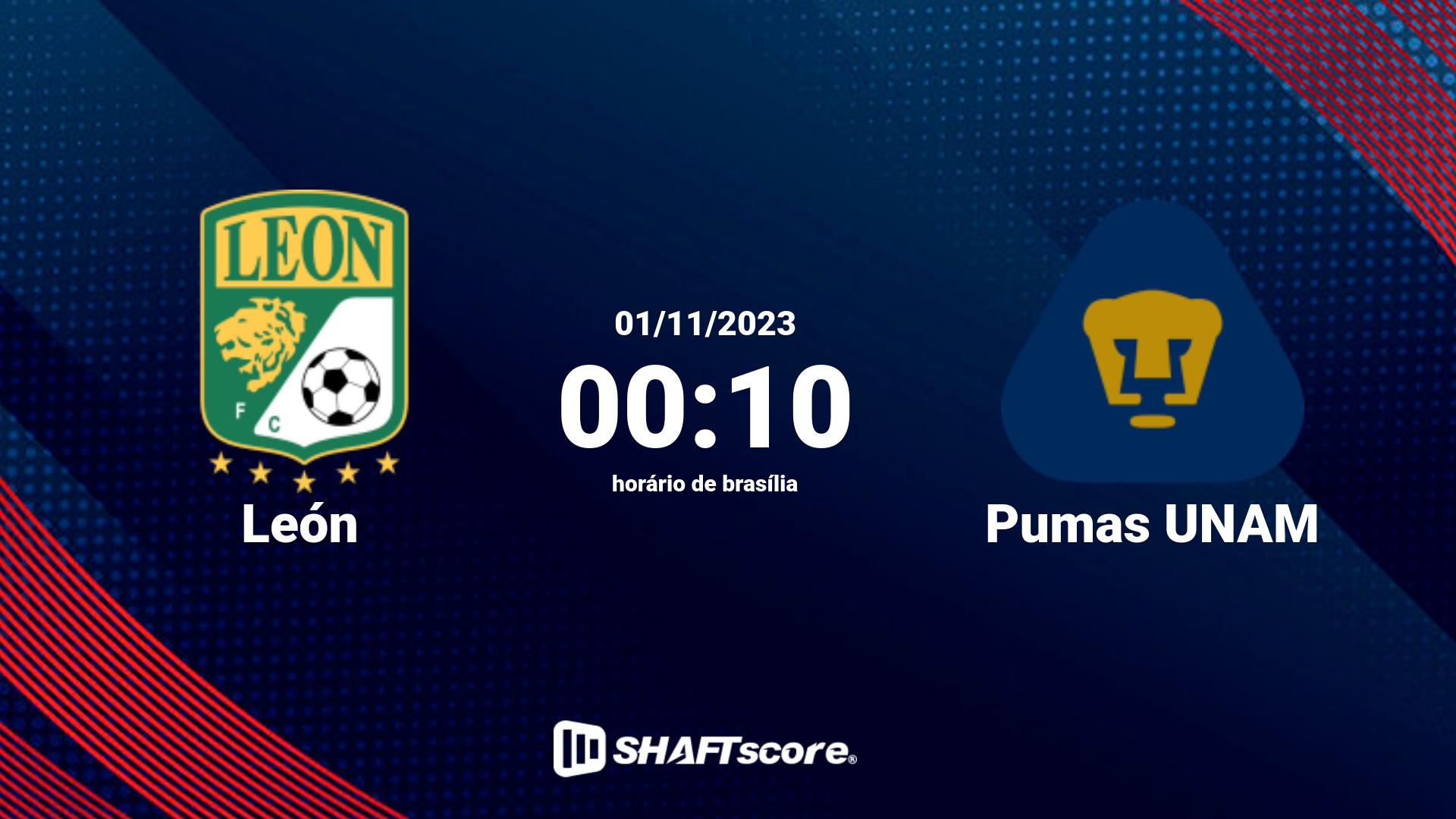 Estatísticas do jogo León vs Pumas UNAM 01.11 00:10