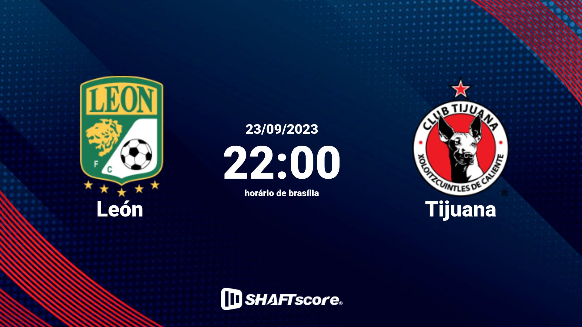Estatísticas do jogo León vs Tijuana 23.09 22:00