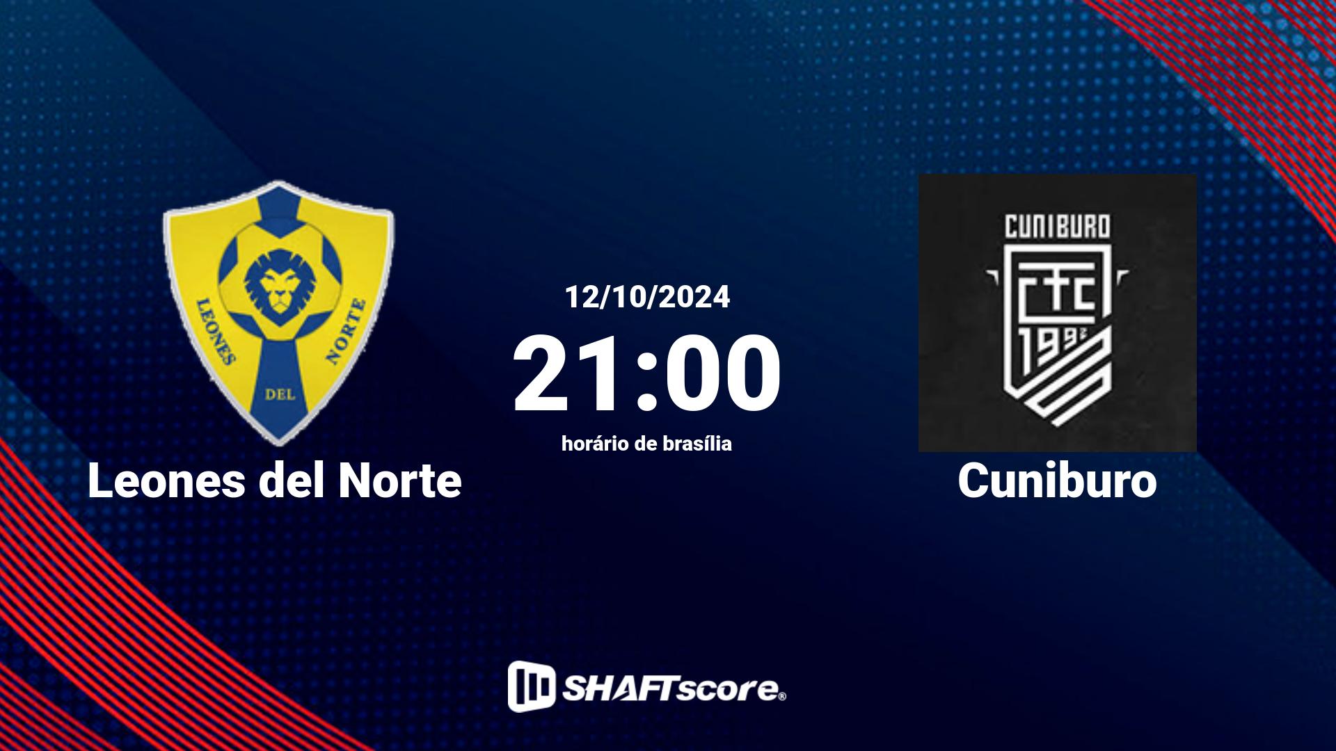 Estatísticas do jogo Leones del Norte vs Cuniburo 12.10 21:00