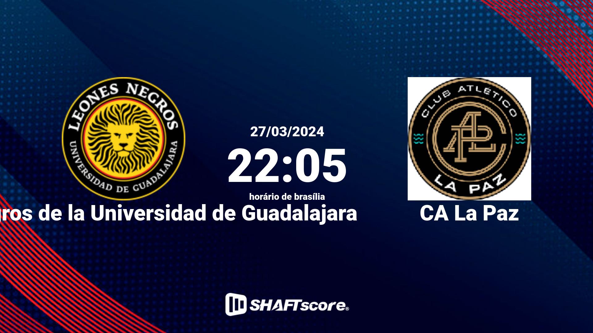 Estatísticas do jogo Leones Negros de la Universidad de Guadalajara vs CA La Paz 27.03 22:05