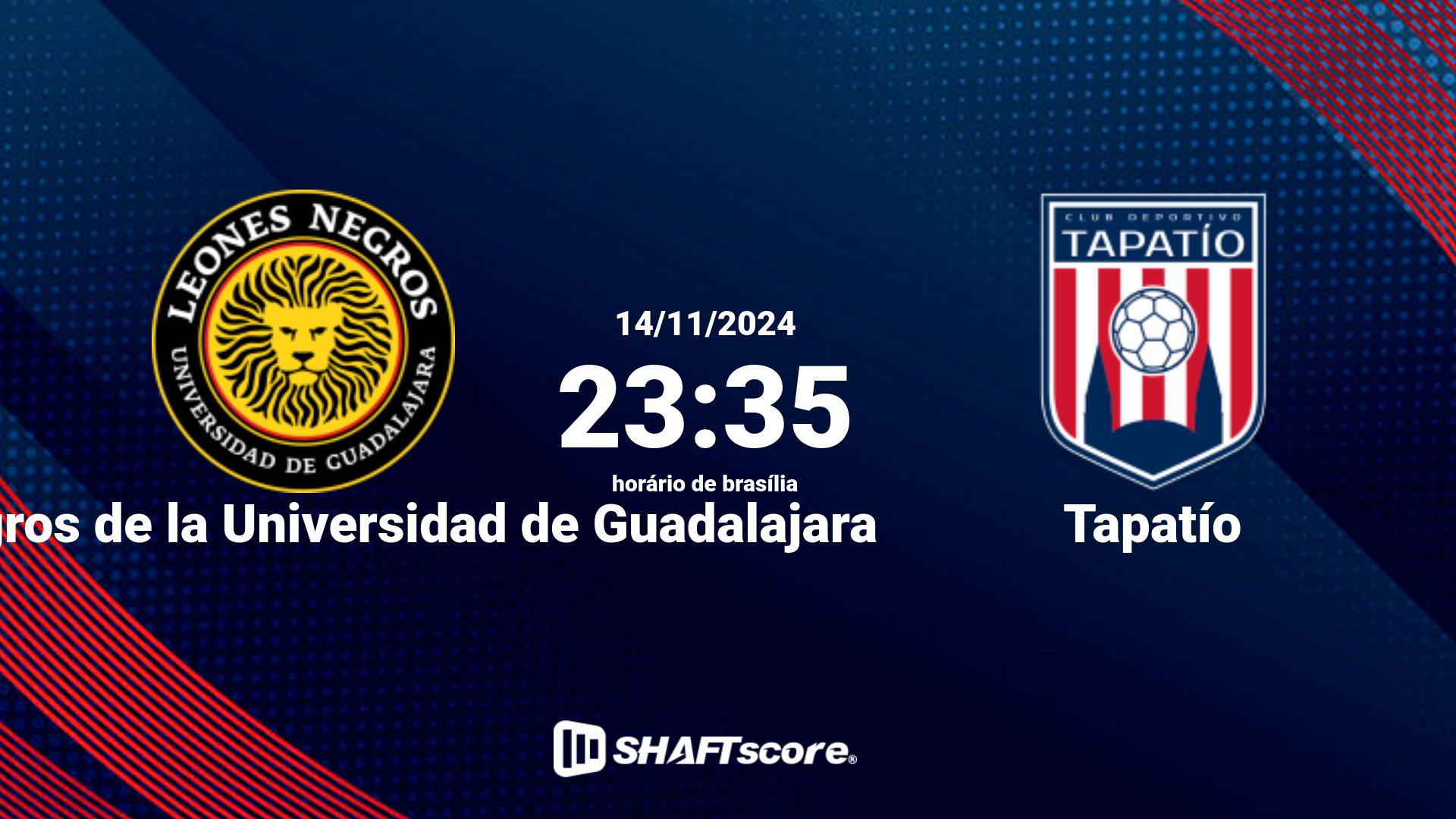 Estatísticas do jogo Leones Negros de la Universidad de Guadalajara vs Tapatío 14.11 23:35