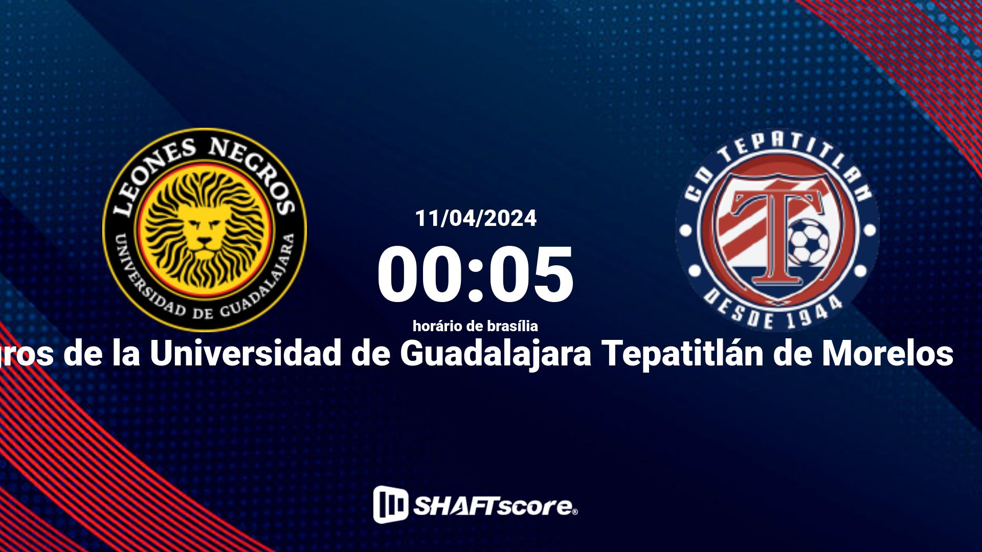 Estatísticas do jogo Leones Negros de la Universidad de Guadalajara vs Tepatitlán de Morelos 11.04 00:05