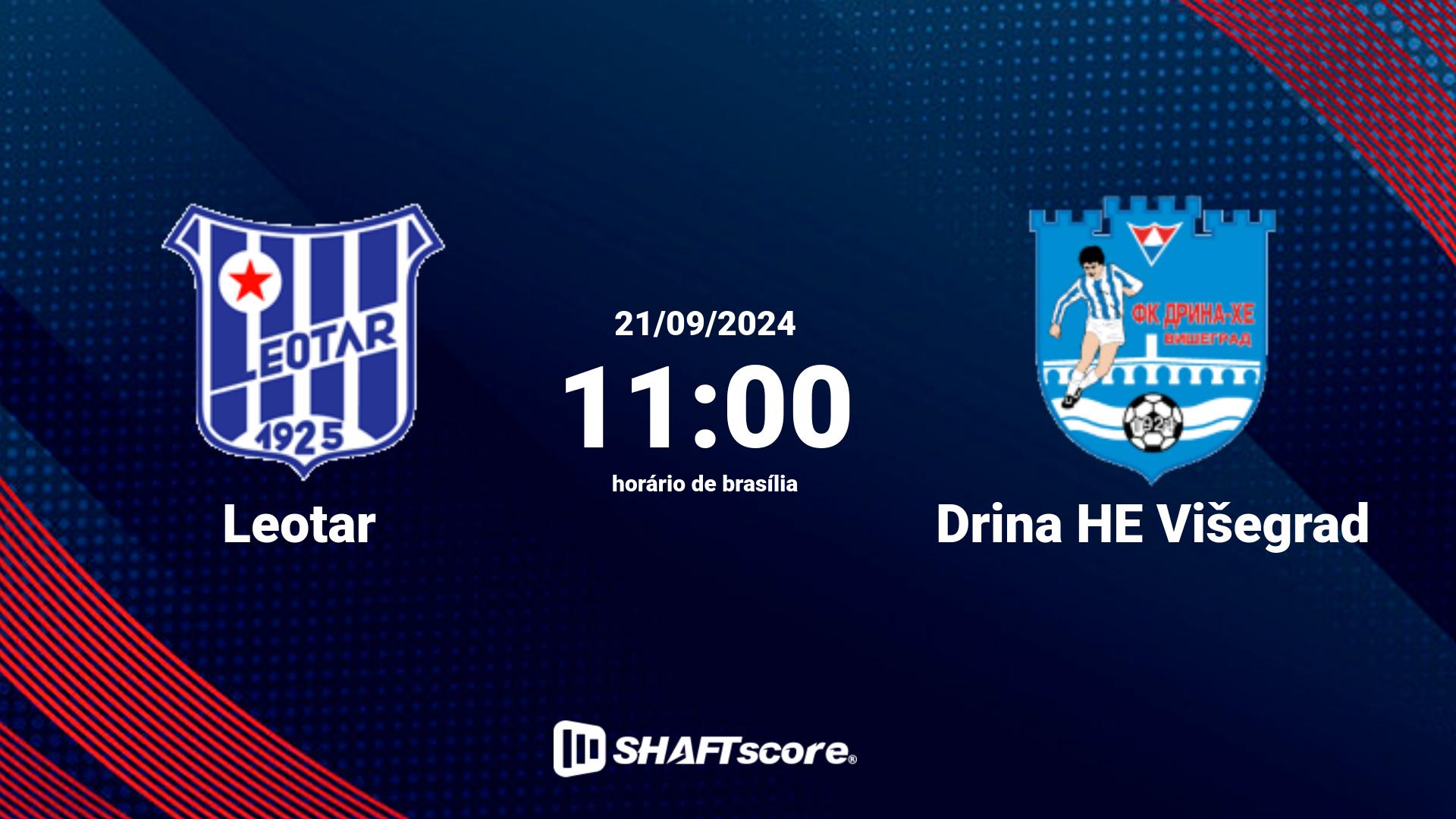 Estatísticas do jogo Leotar vs Drina HE Višegrad 21.09 11:00