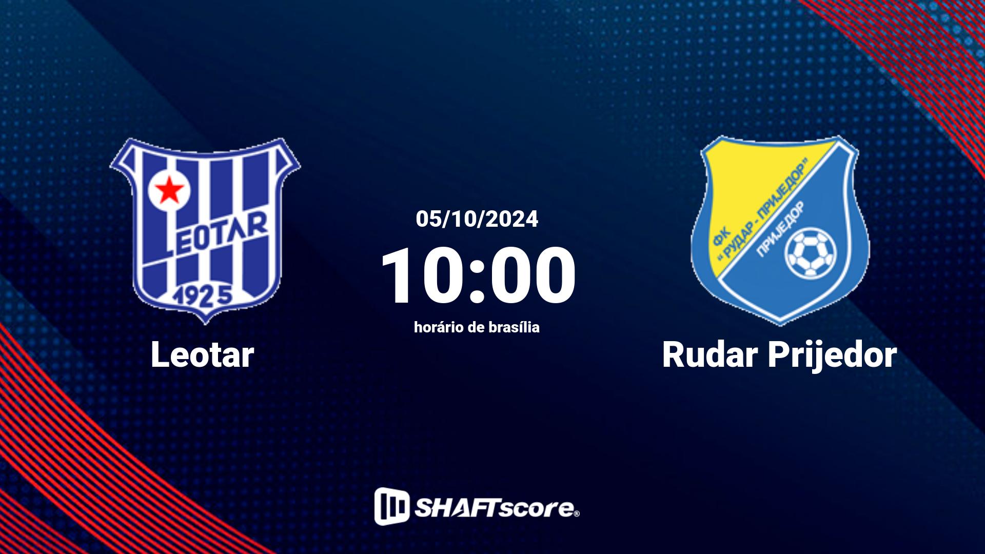 Estatísticas do jogo Leotar vs Rudar Prijedor 05.10 10:00