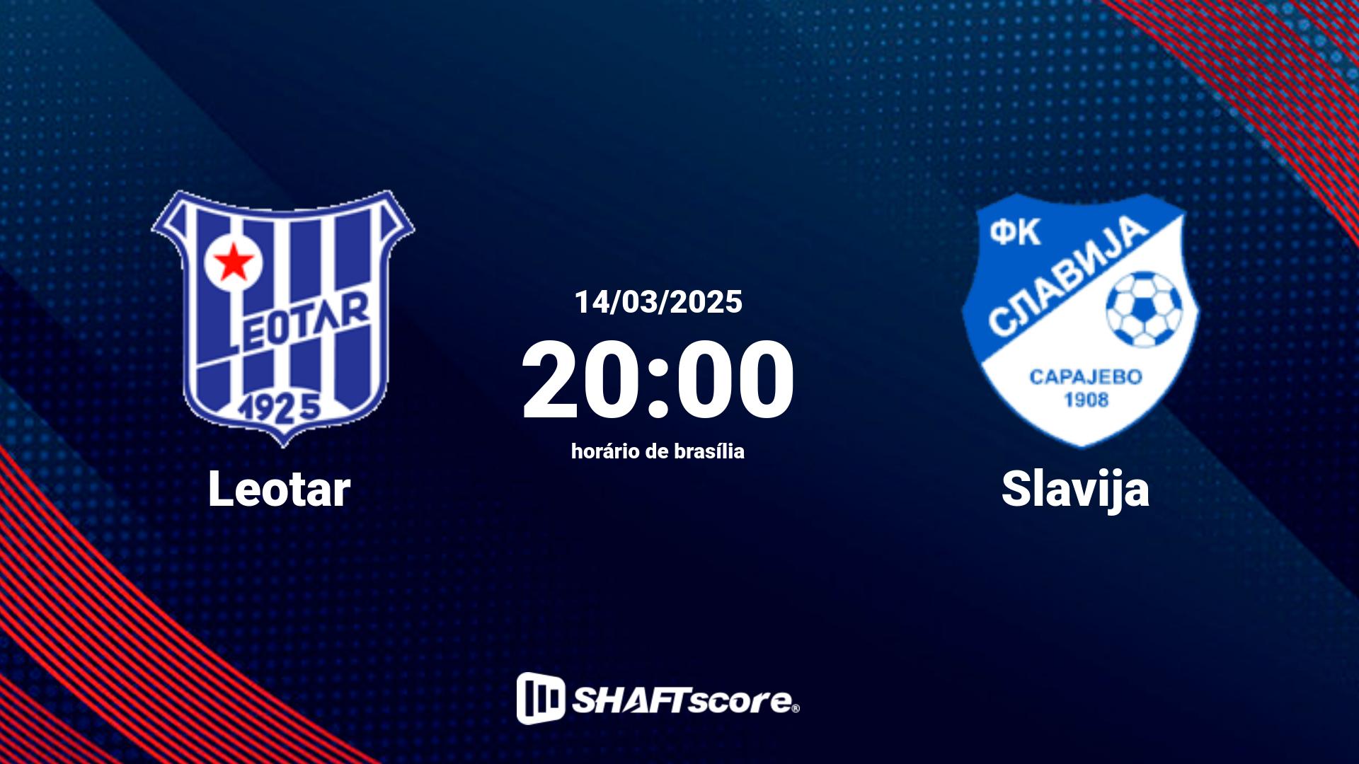 Estatísticas do jogo Leotar vs Slavija 14.03 20:00