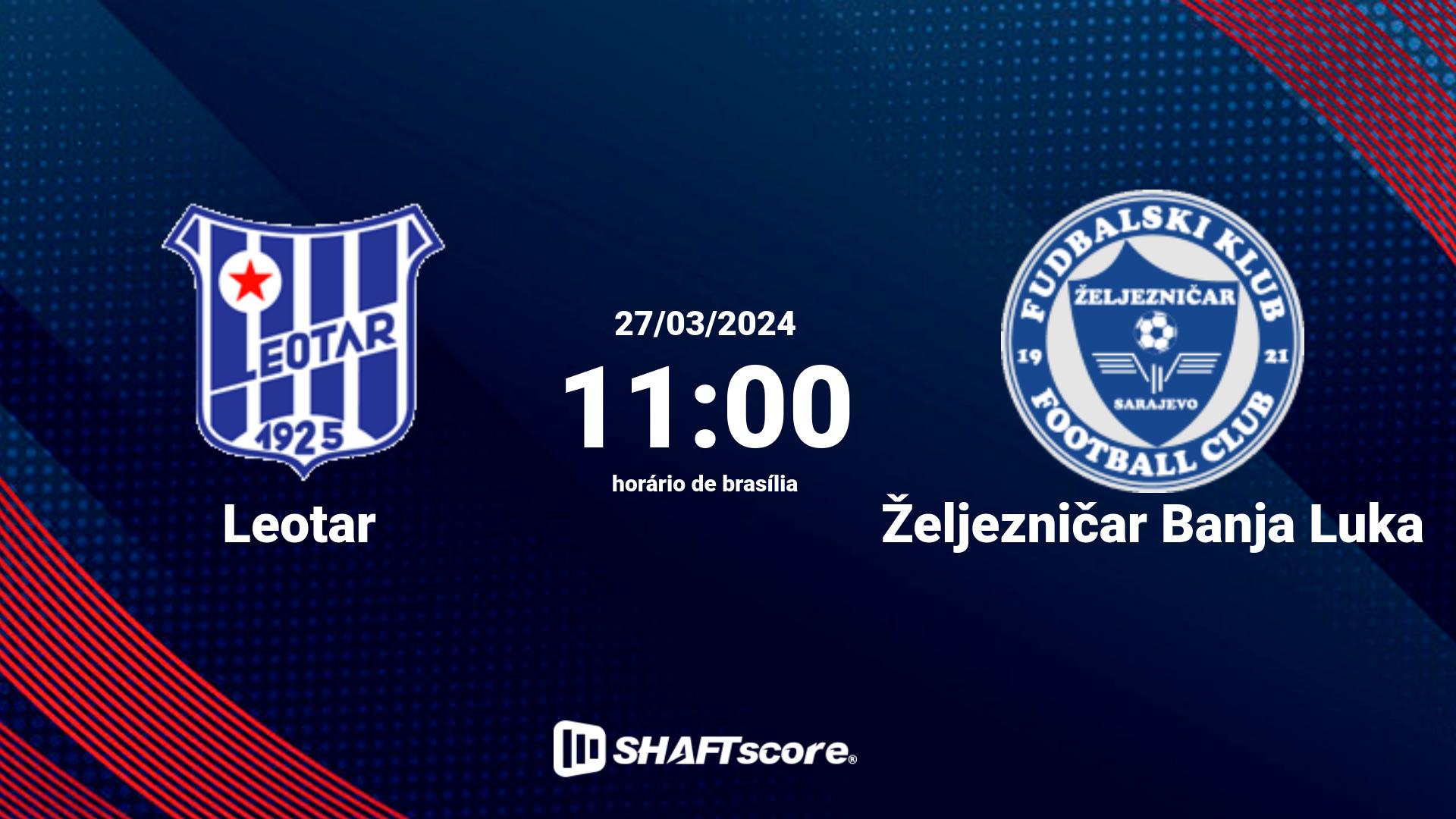 Estatísticas do jogo Leotar vs Željezničar Banja Luka 27.03 11:00