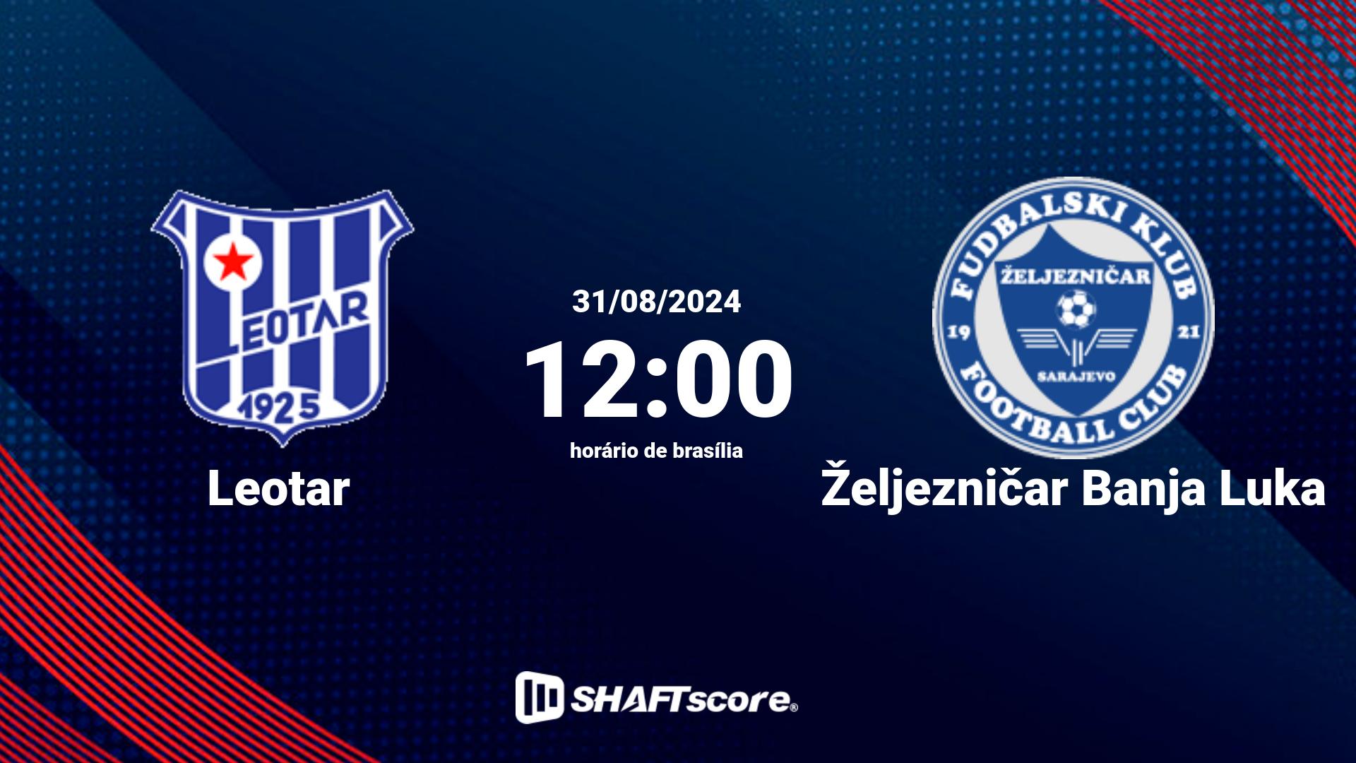 Estatísticas do jogo Leotar vs Željezničar Banja Luka 31.08 12:00