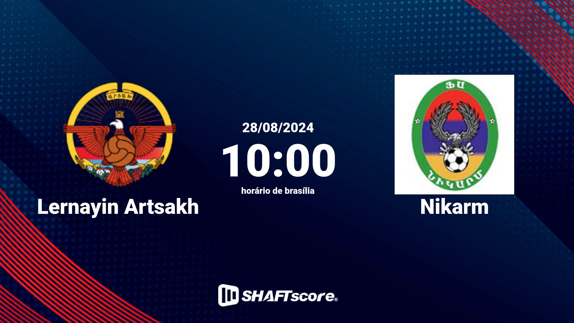 Estatísticas do jogo Lernayin Artsakh vs Nikarm 28.08 10:00