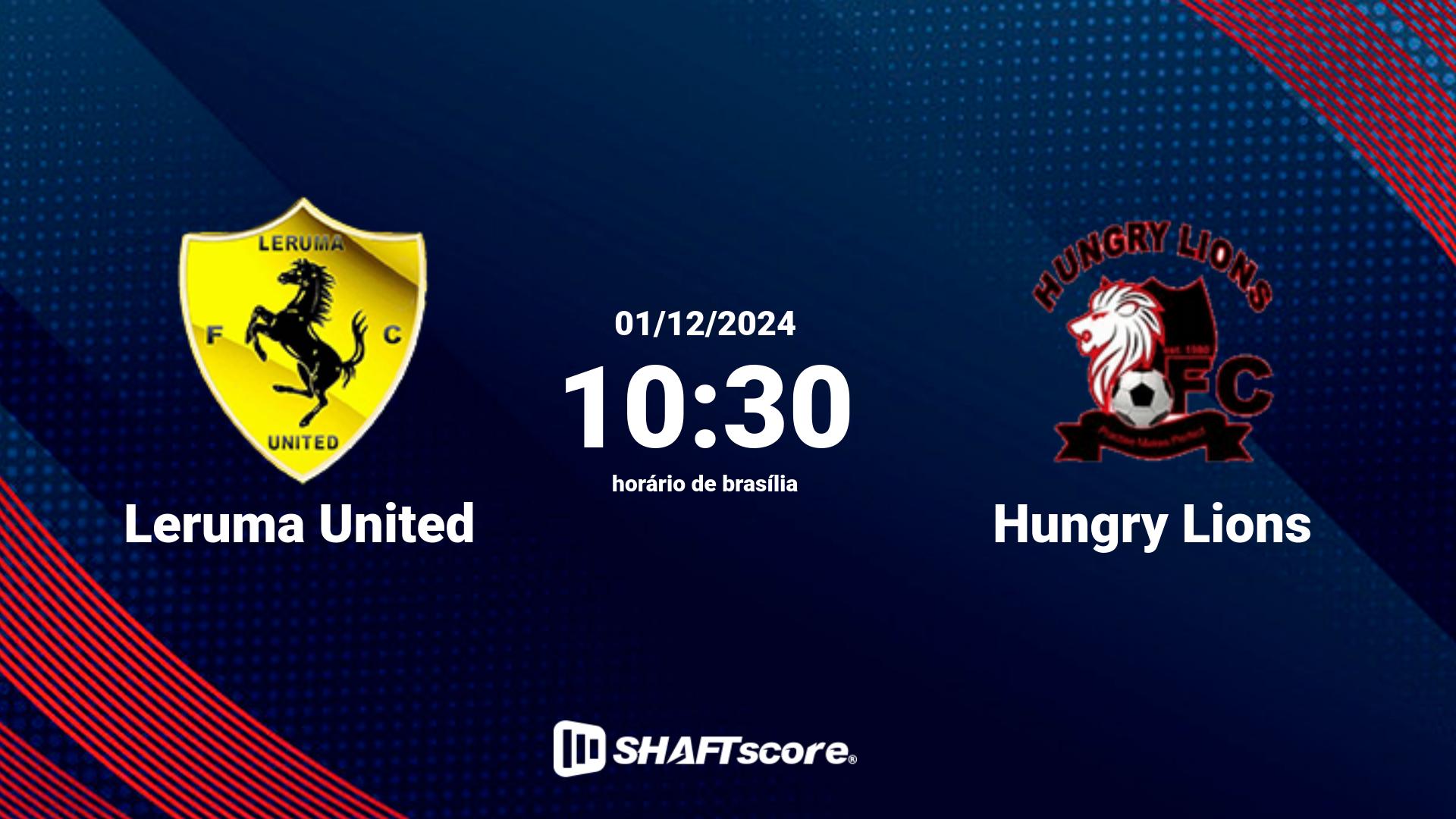 Estatísticas do jogo Leruma United vs Hungry Lions 01.12 10:30