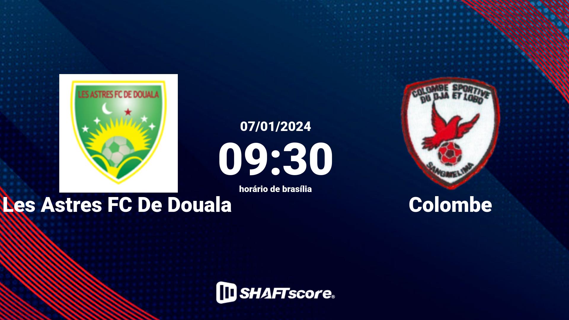 Estatísticas do jogo Les Astres FC De Douala vs Colombe 07.01 09:30