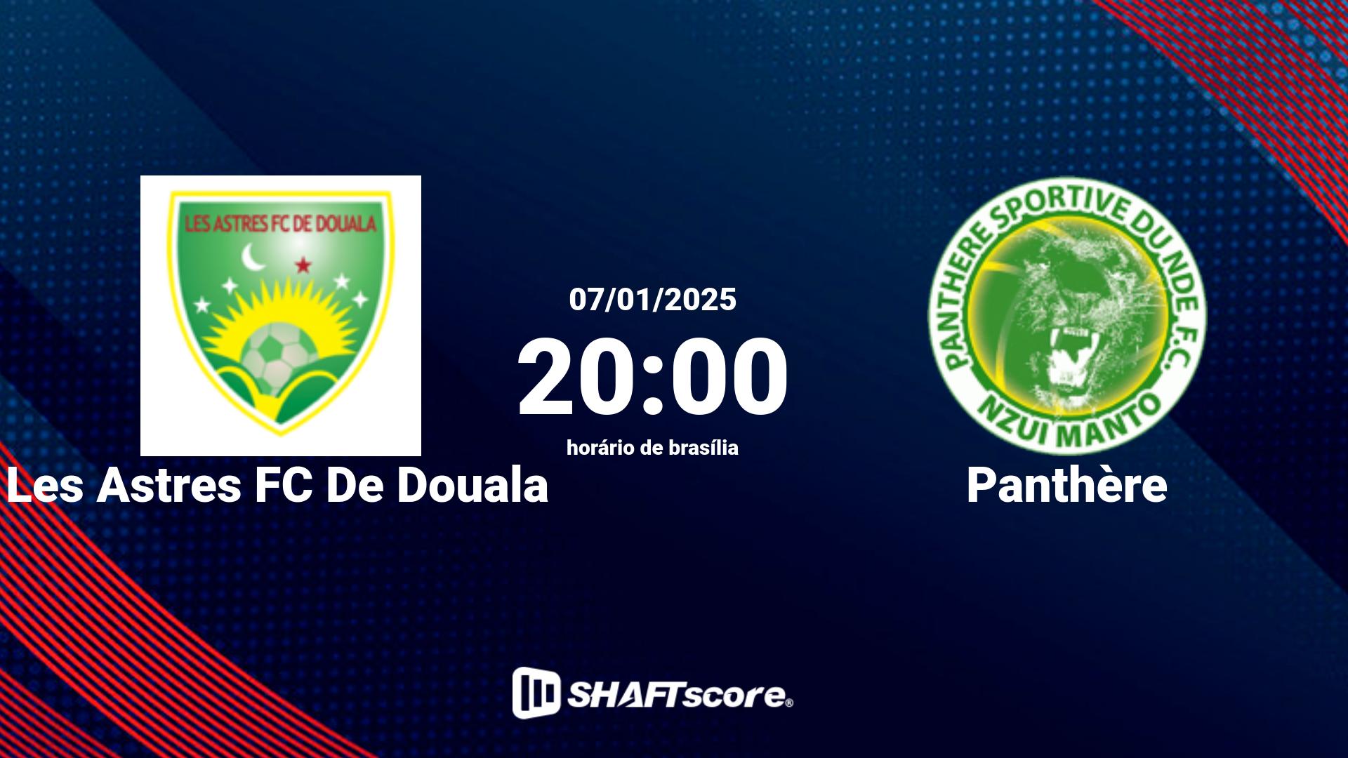 Estatísticas do jogo Les Astres FC De Douala vs Panthère 07.01 20:00