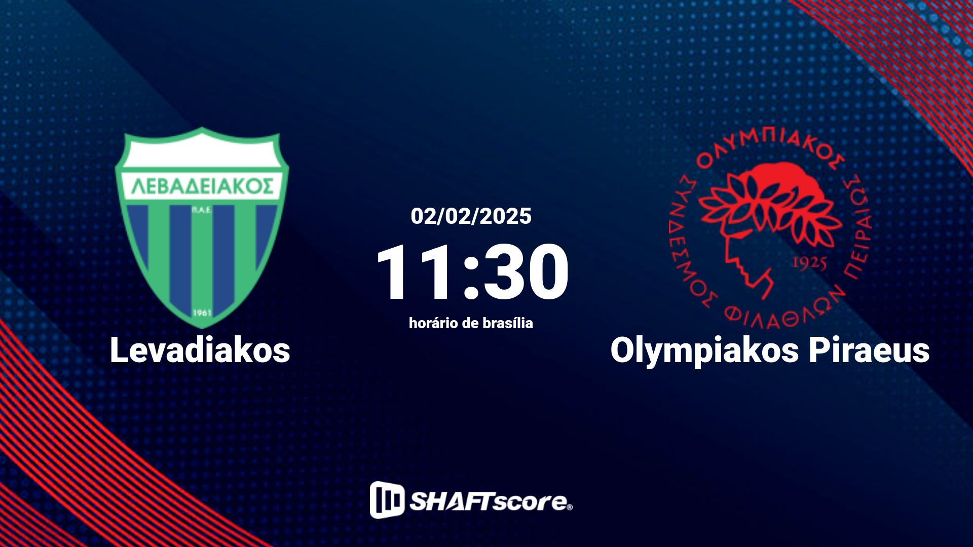 Estatísticas do jogo Levadiakos vs Olympiakos Piraeus 02.02 11:30