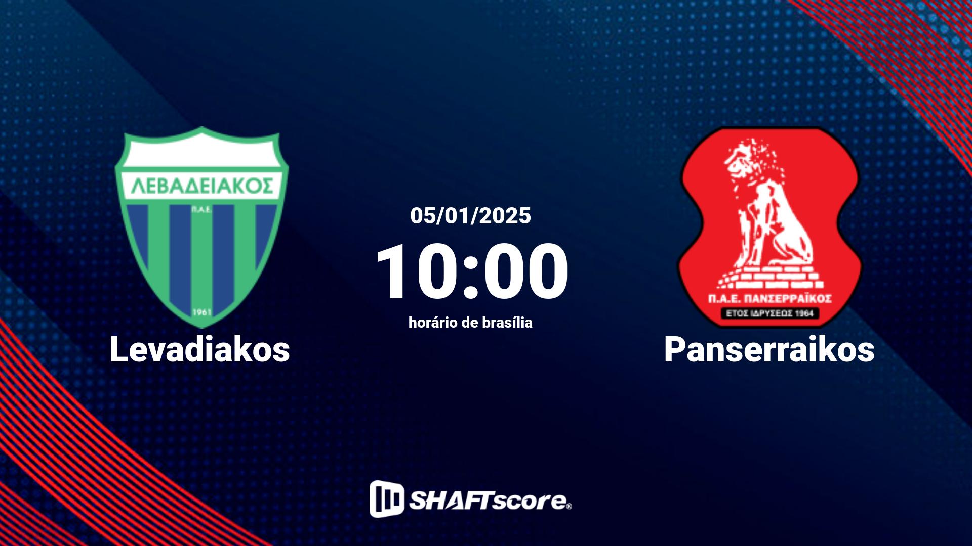 Estatísticas do jogo Levadiakos vs Panserraikos 05.01 10:00