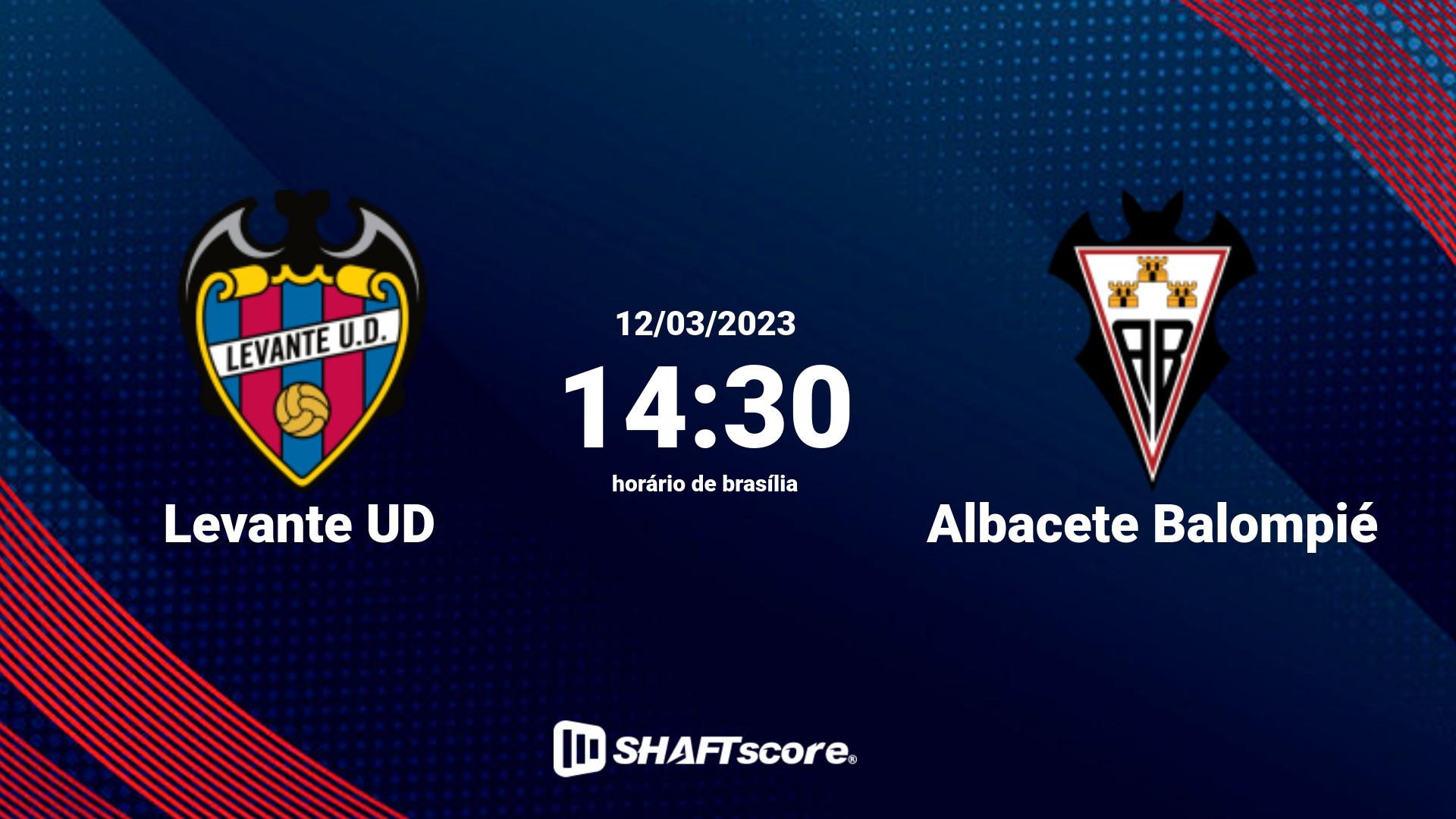 Estatísticas do jogo Levante UD vs Albacete Balompié 12.03 14:30