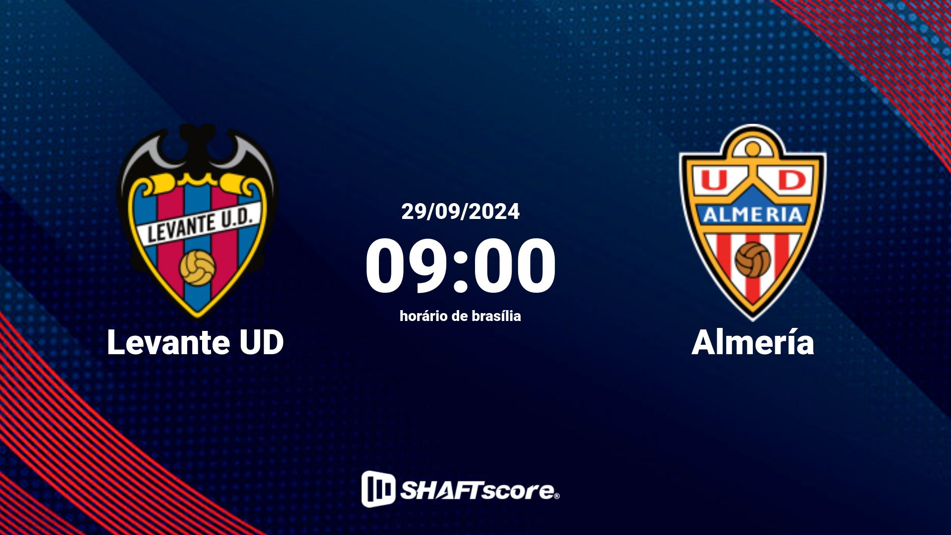 Estatísticas do jogo Levante UD vs Almería 29.09 09:00