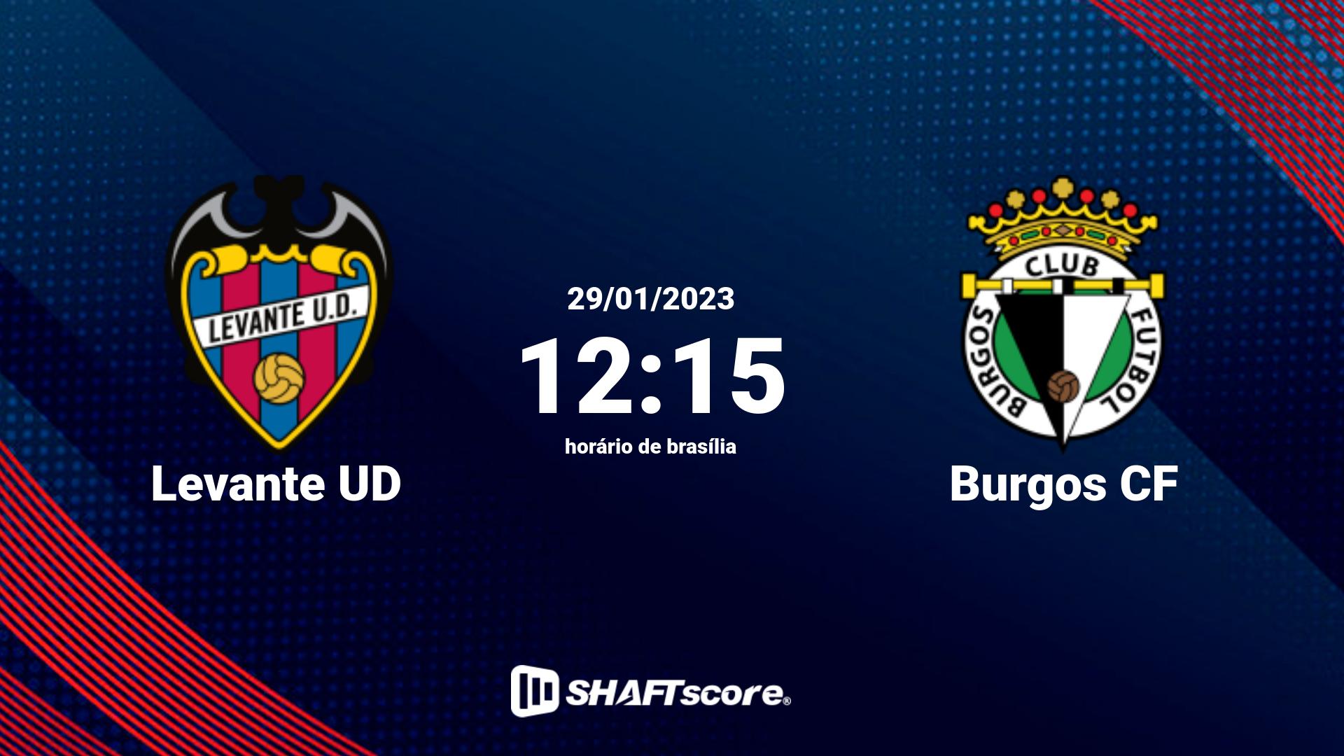 Estatísticas do jogo Levante UD vs Burgos CF 29.01 12:15