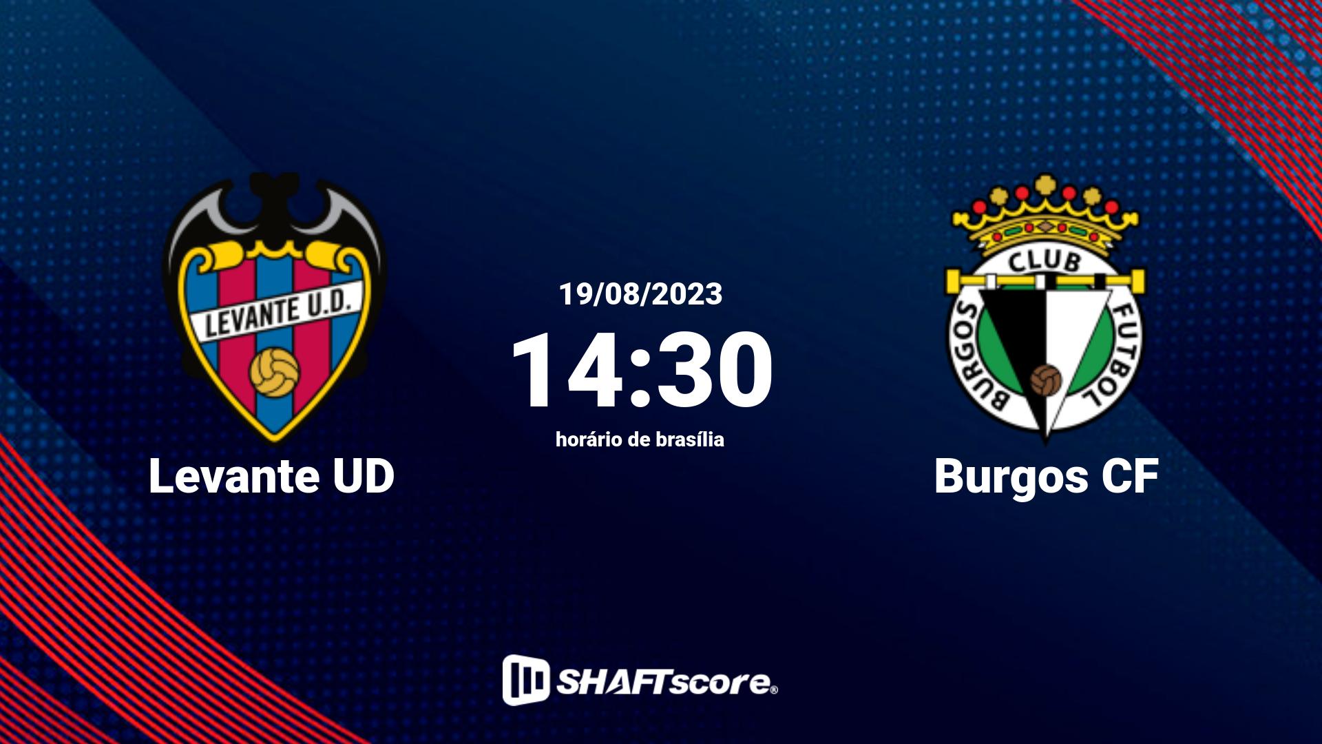 Estatísticas do jogo Levante UD vs Burgos CF 19.08 14:30