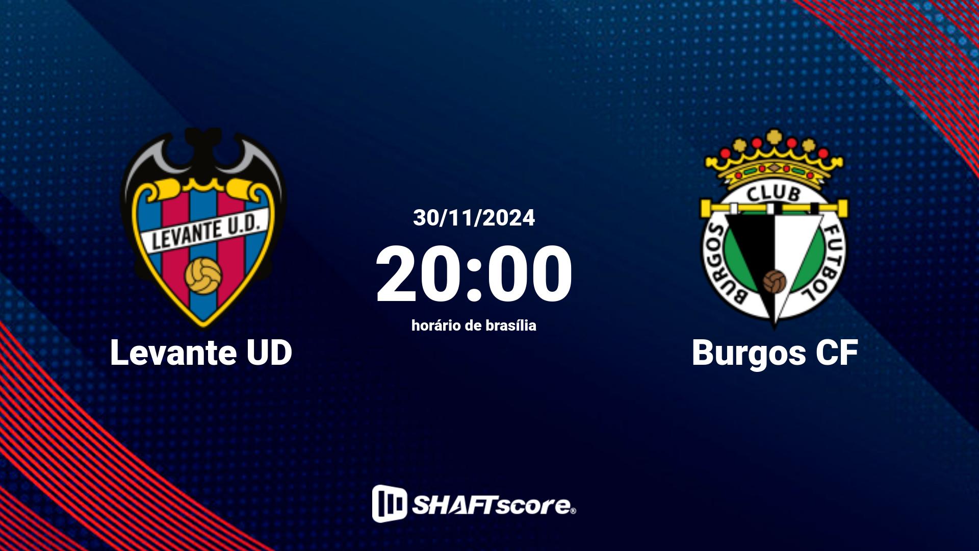 Estatísticas do jogo Levante UD vs Burgos CF 30.11 20:00