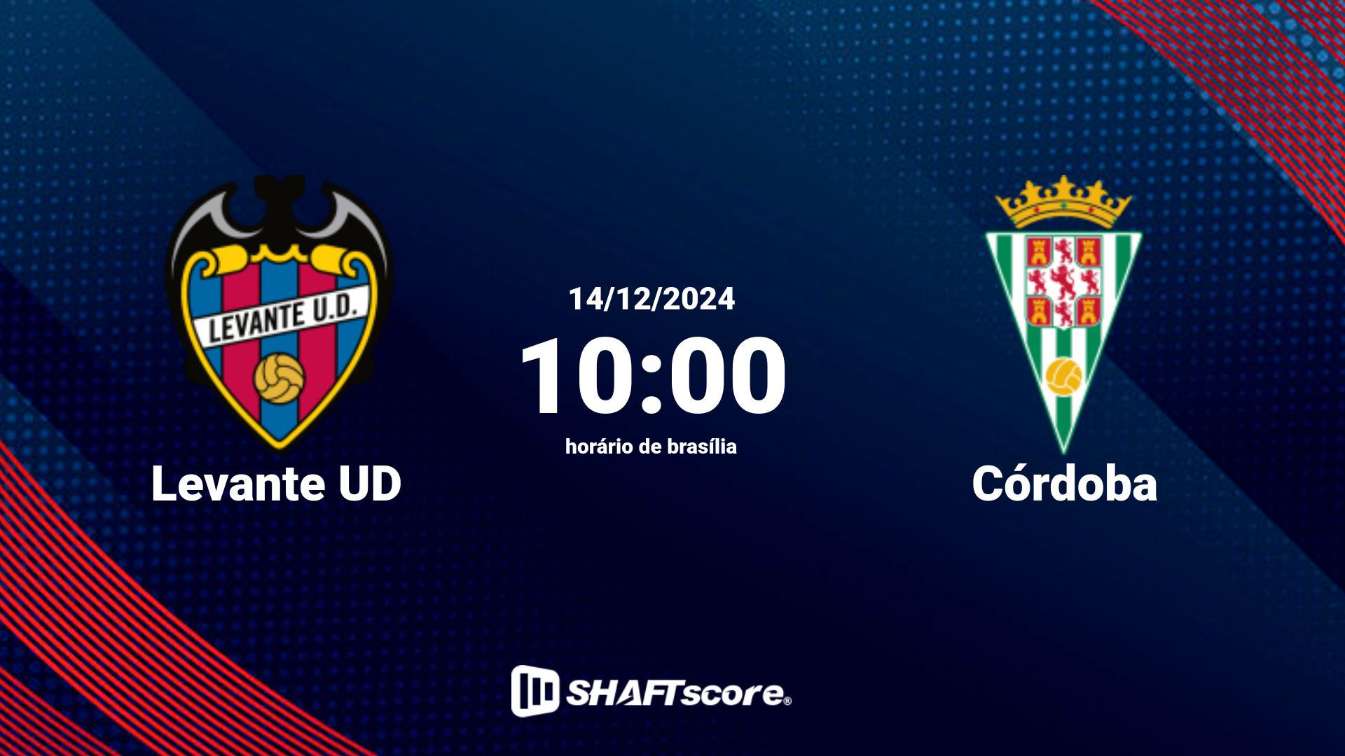 Estatísticas do jogo Levante UD vs Córdoba 14.12 10:00