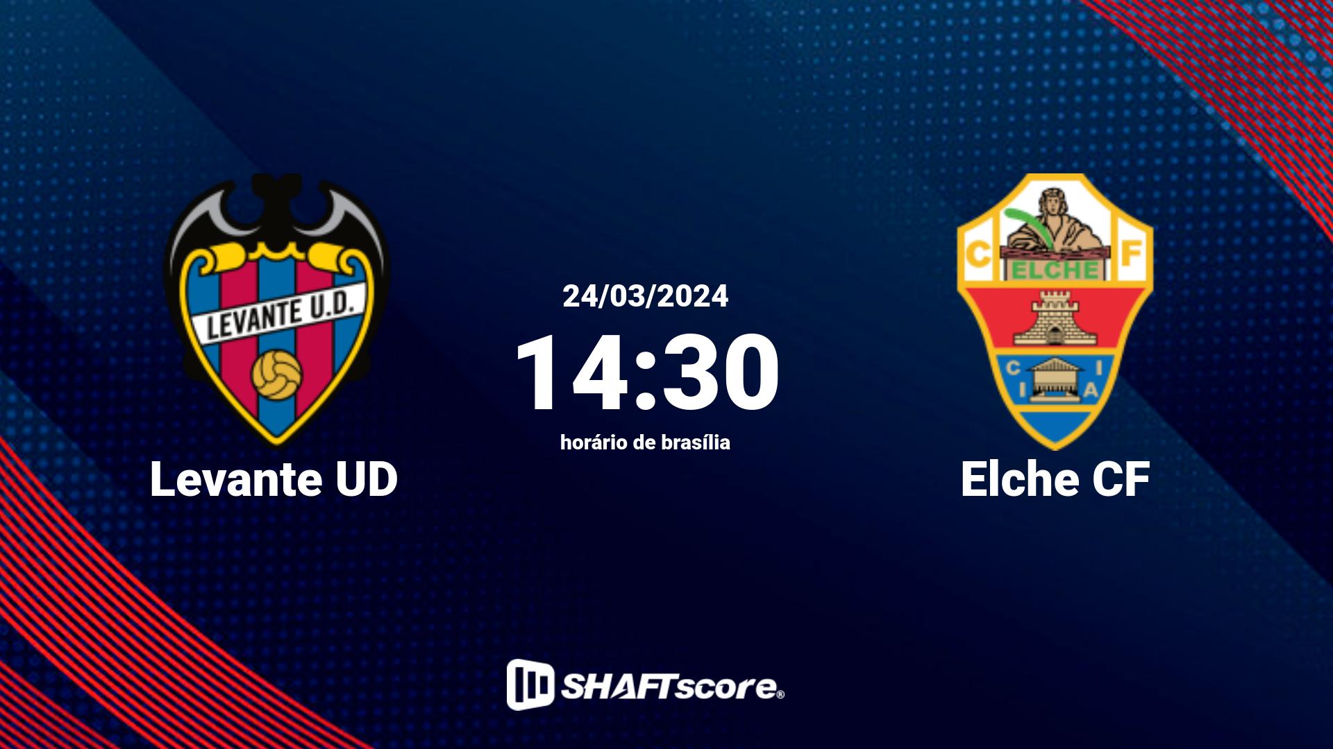 Estatísticas do jogo Levante UD vs Elche CF 24.03 14:30