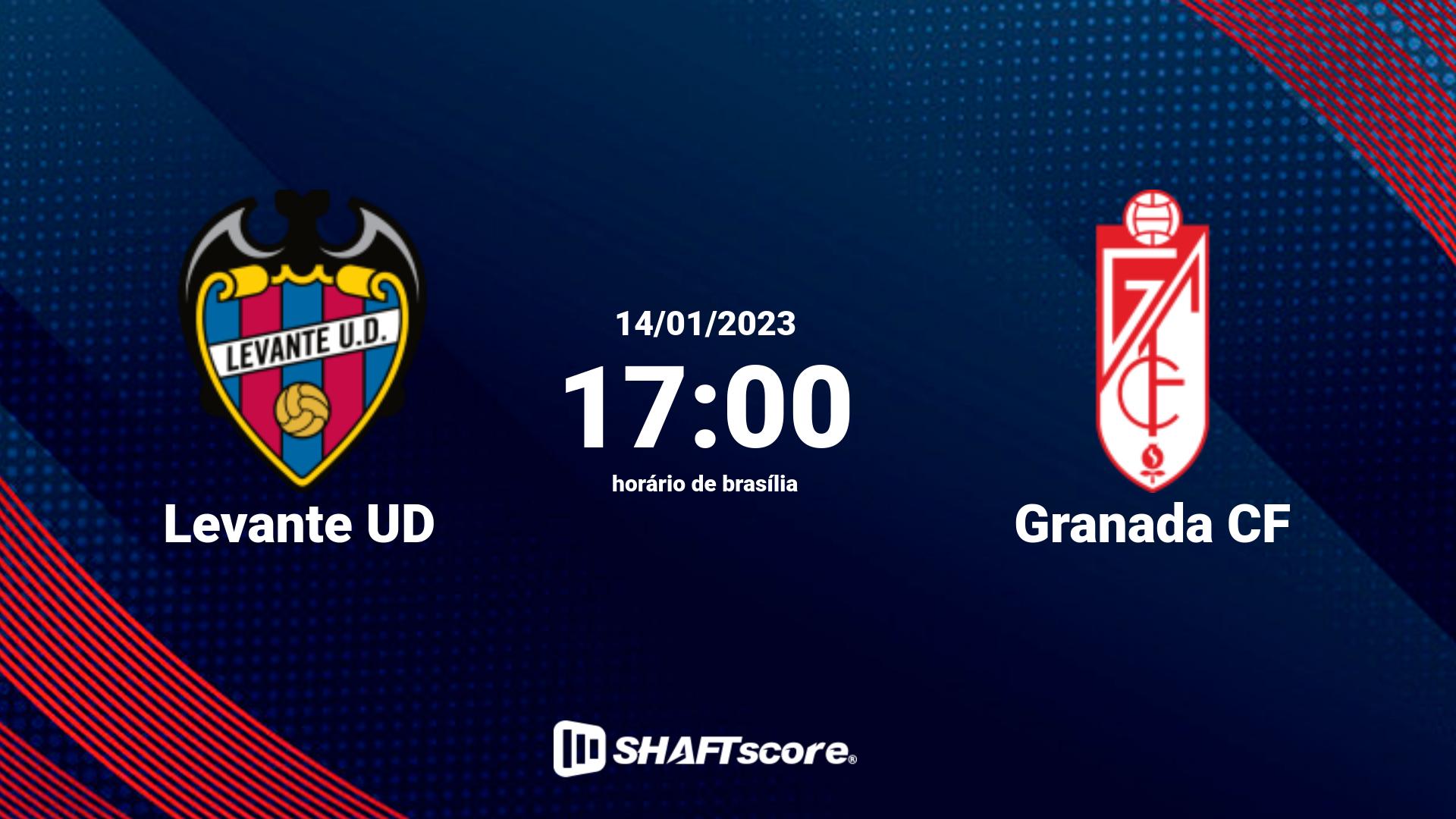 Estatísticas do jogo Levante UD vs Granada CF 14.01 17:00