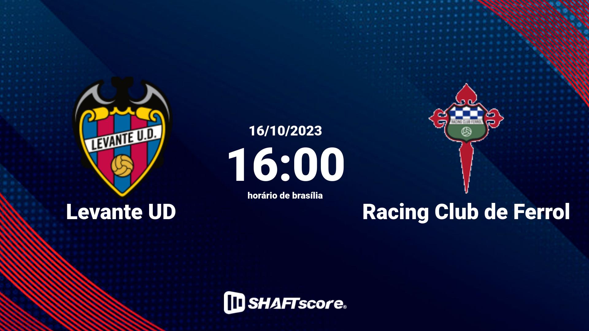 Estatísticas do jogo Levante UD vs Racing Club de Ferrol 16.10 16:00