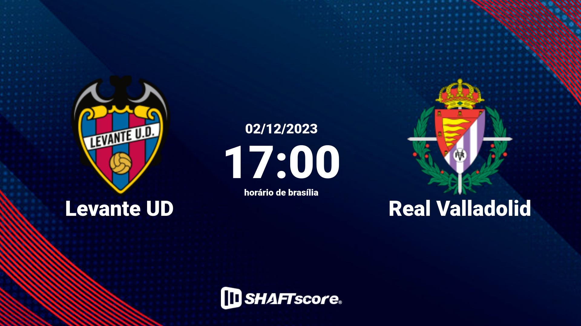 Estatísticas do jogo Levante UD vs Real Valladolid 02.12 17:00