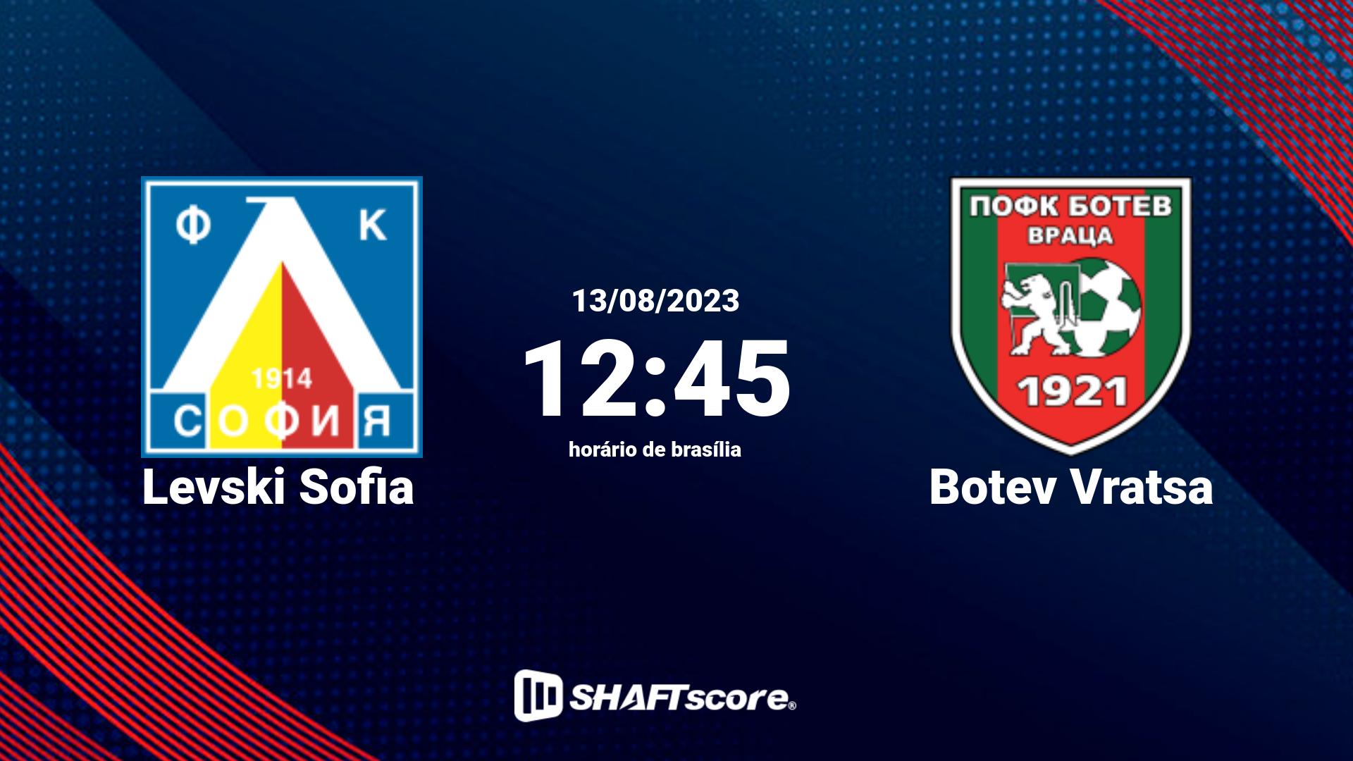 Estatísticas do jogo Levski Sofia vs Botev Vratsa 13.08 12:45