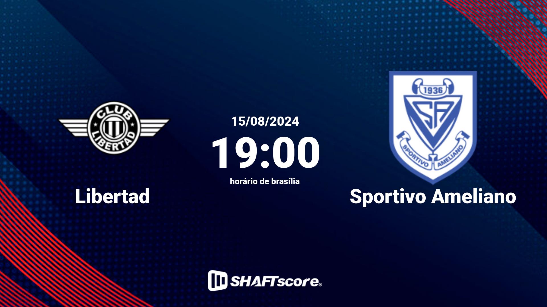 Estatísticas do jogo Libertad vs Sportivo Ameliano 15.08 19:00