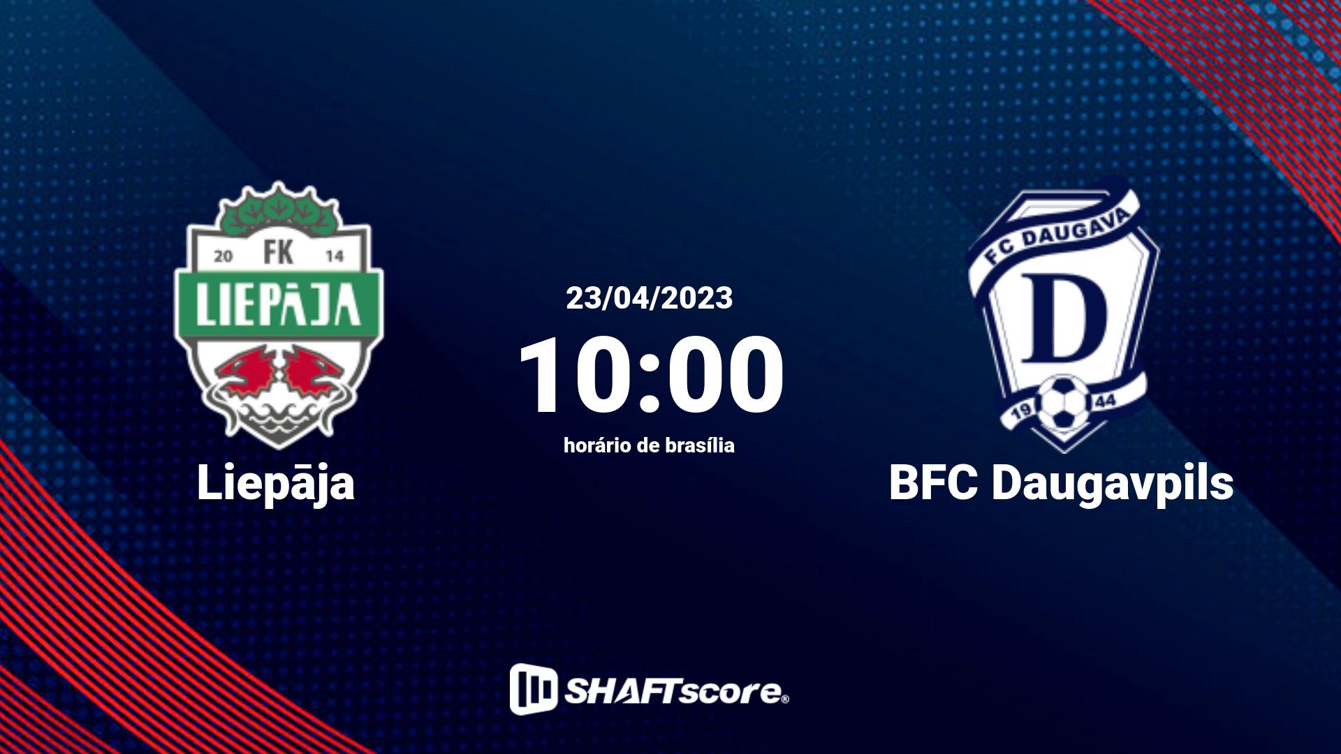 Estatísticas do jogo Liepāja vs BFC Daugavpils 23.04 10:00
