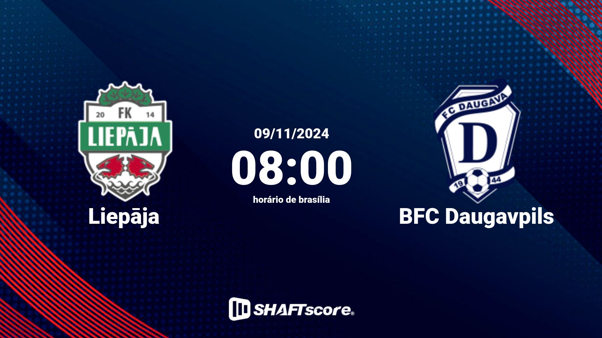 Estatísticas do jogo Liepāja vs BFC Daugavpils 09.11 08:00