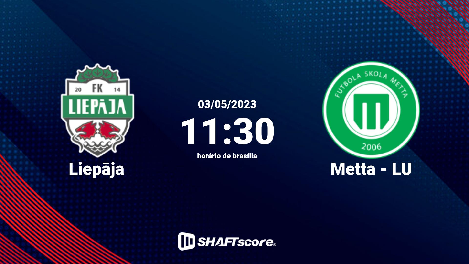 Estatísticas do jogo Liepāja vs Metta - LU 03.05 11:30