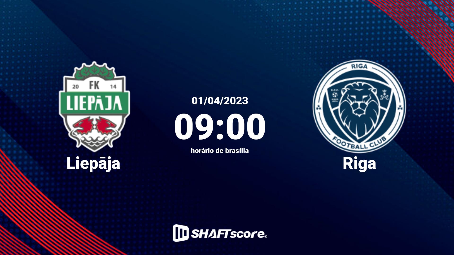 Estatísticas do jogo Liepāja vs Riga 01.04 09:00