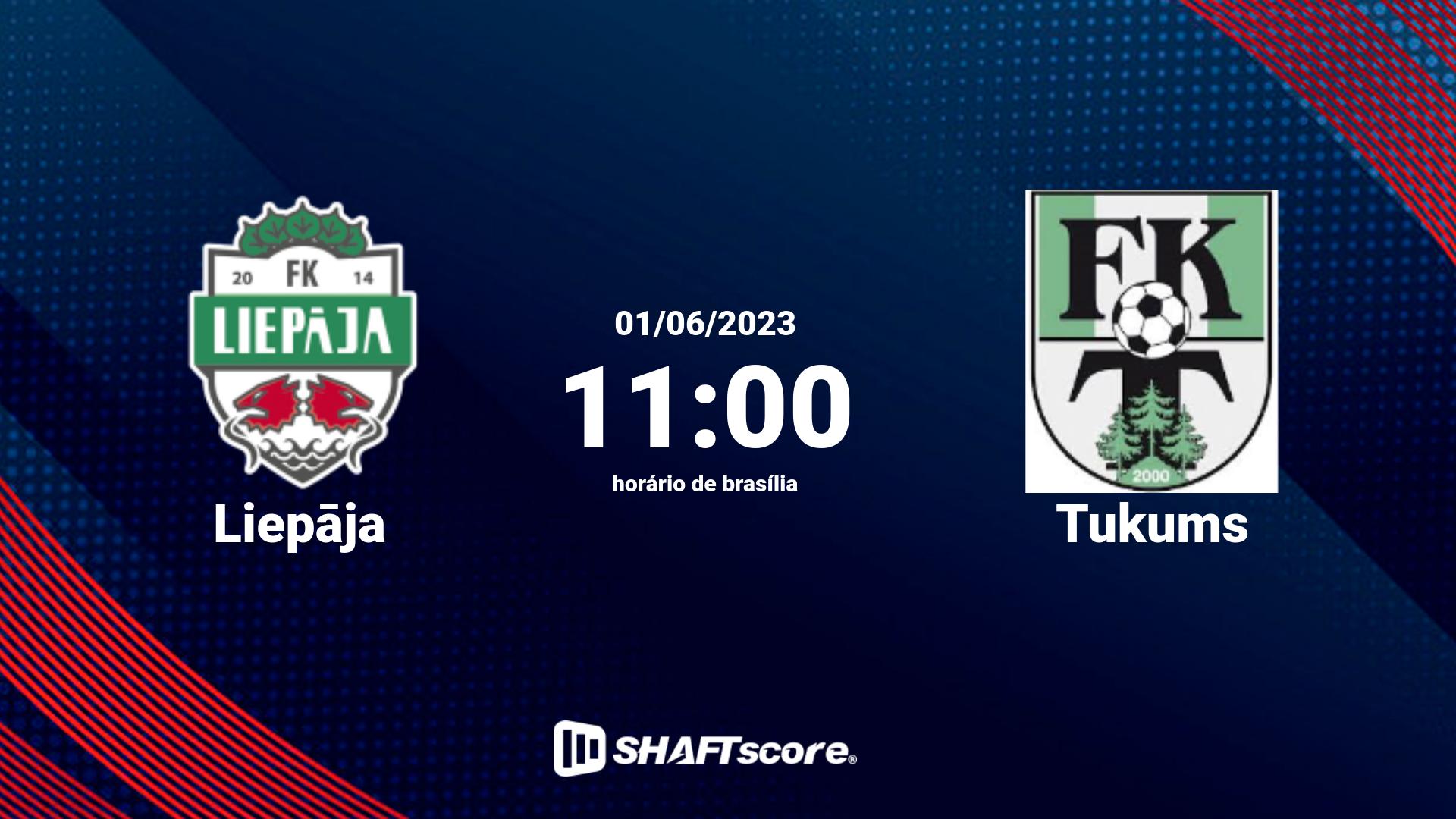 Estatísticas do jogo Liepāja vs Tukums 01.06 11:00