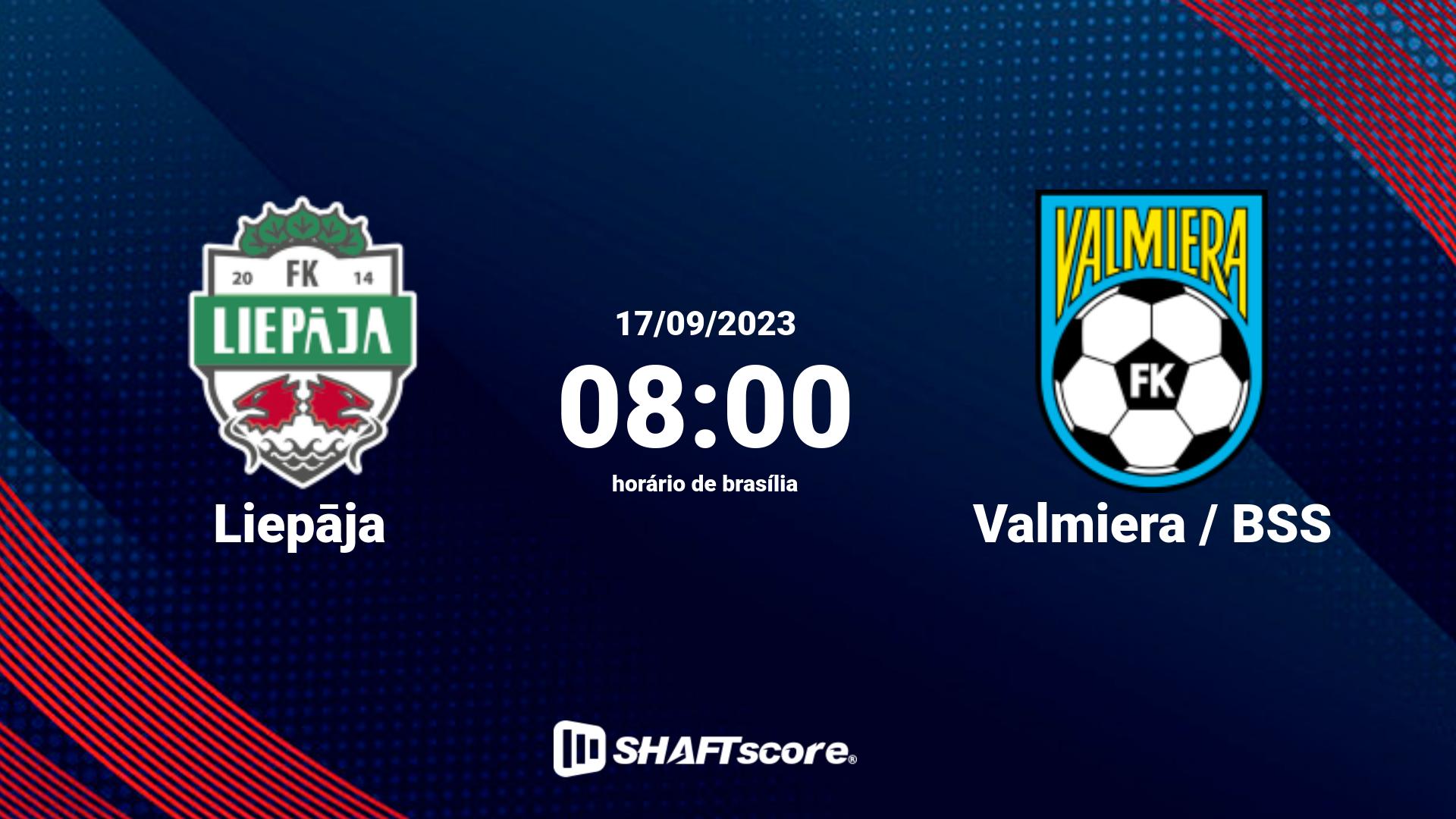 Estatísticas do jogo Liepāja vs Valmiera / BSS 17.09 08:00