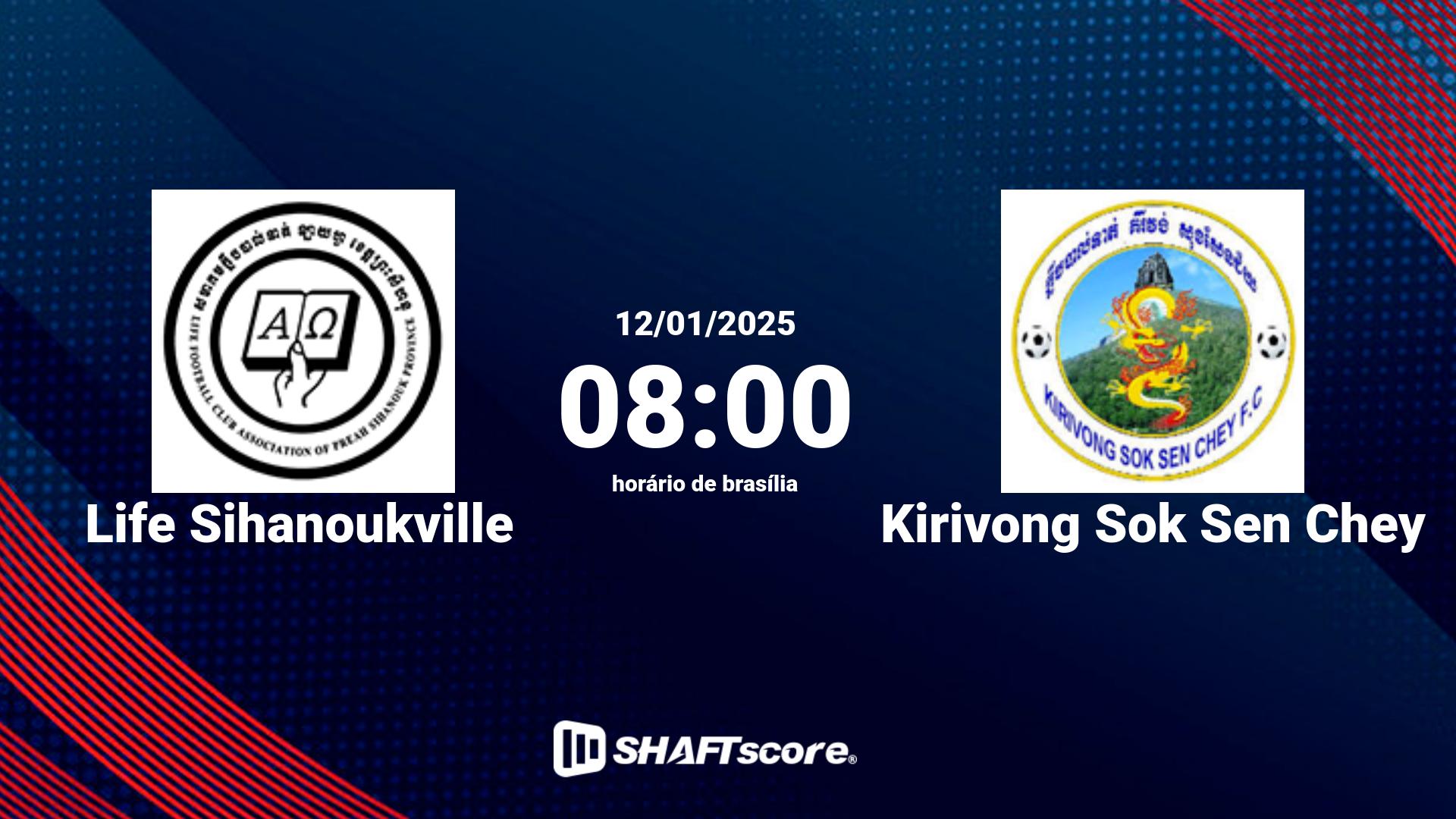 Estatísticas do jogo Life Sihanoukville vs Kirivong Sok Sen Chey 12.01 08:00