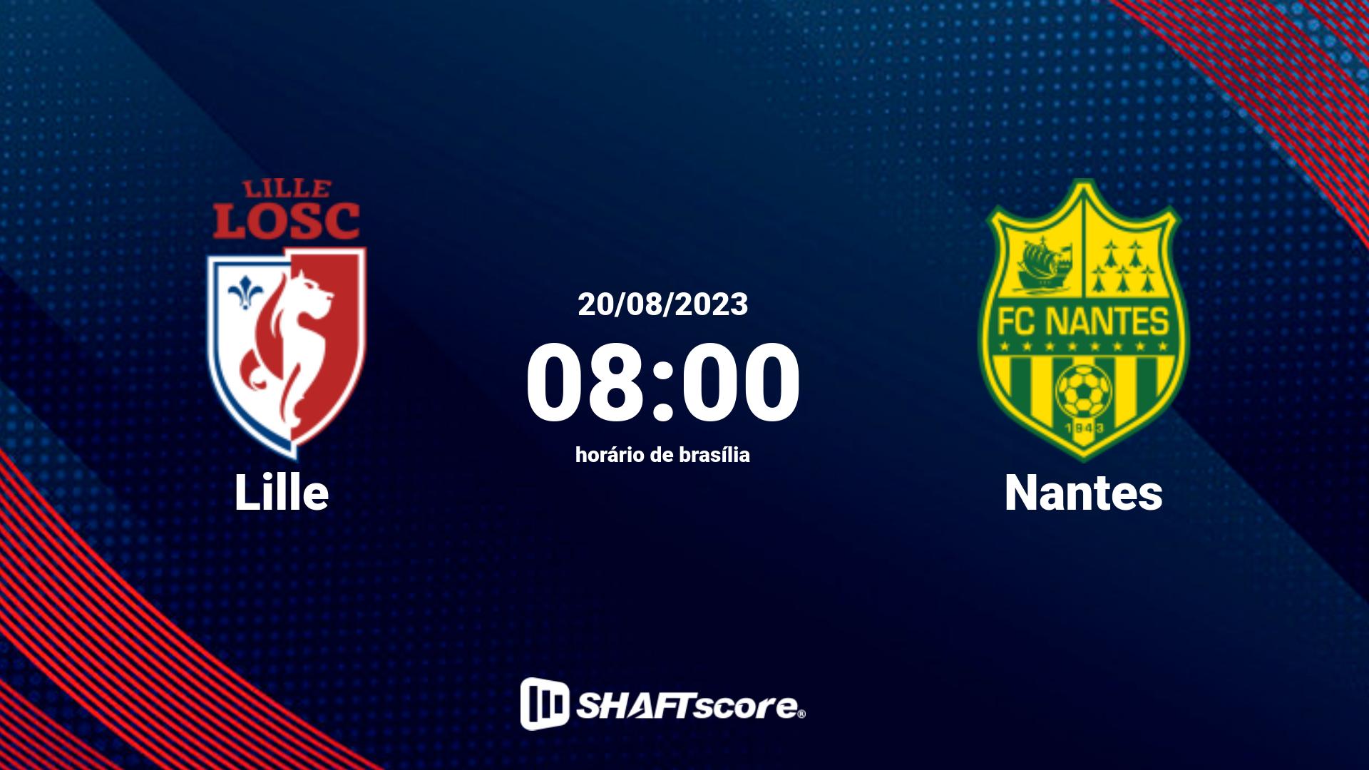 Estatísticas do jogo Lille vs Nantes 20.08 08:00