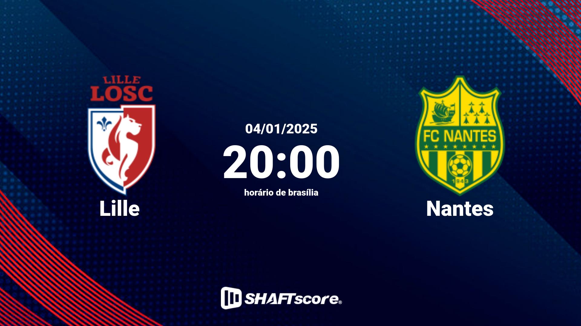 Estatísticas do jogo Lille vs Nantes 04.01 20:00