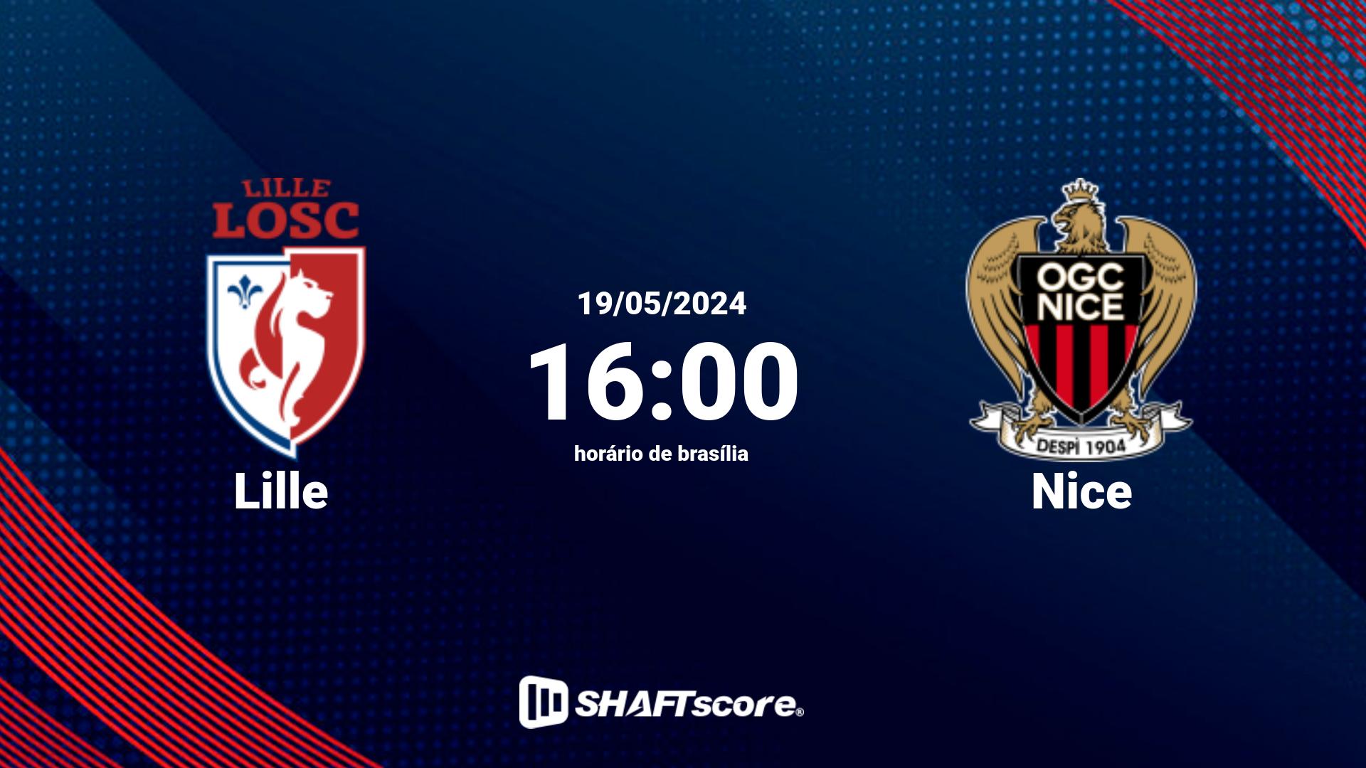 Estatísticas do jogo Lille vs Nice 19.05 16:00